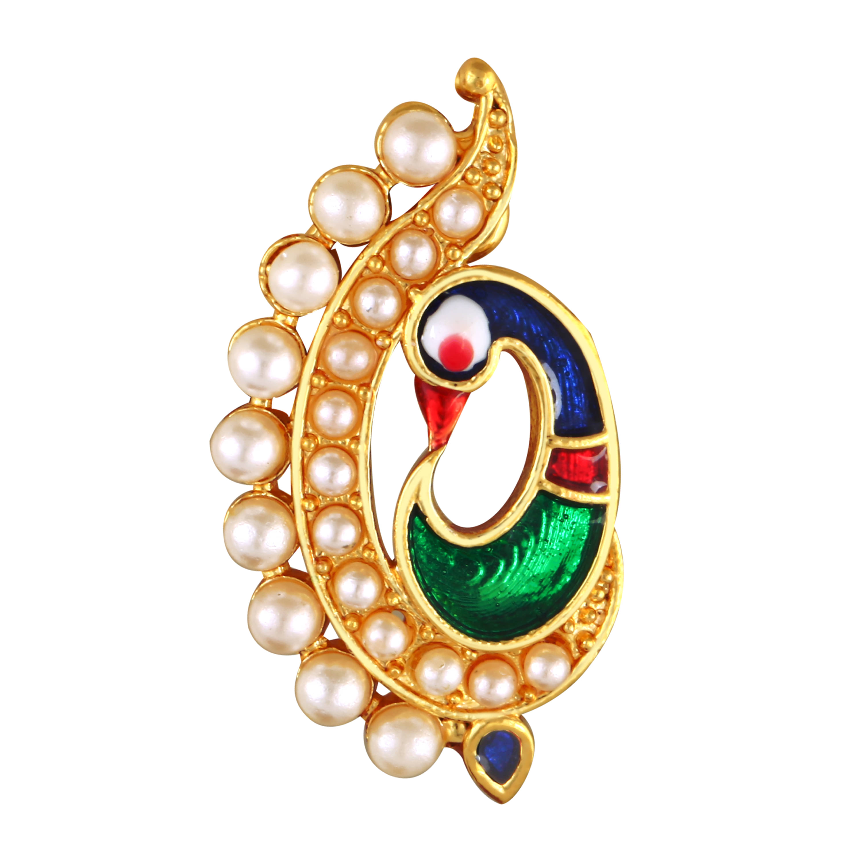     			VIVASTRI Peackock Variance Cubic Zirconia Gold-plated Expensive Alloy Nose Ring For Women & Girls (Sales Package -1 Unit )