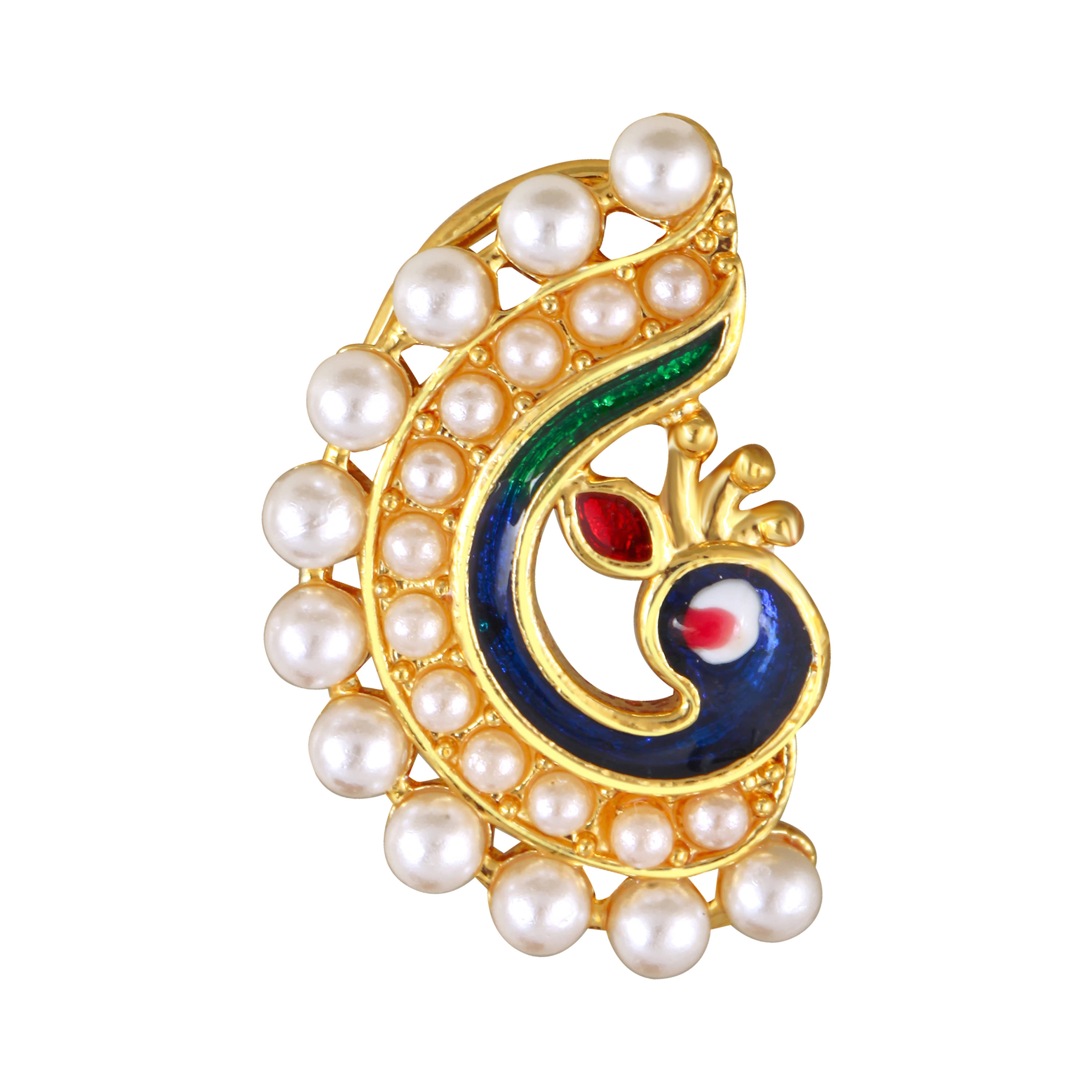 VIVASTRI Peackock Variance Cubic Zirconia Gold-plated Expensive Alloy Nose Ring For Women & Girls (Sales Package -1 Unit ) VIVASTRI Peackock Variance Cubic Zirconia Gold-plated Expensive Alloy Nose Ring For Women & Girls (Sales Package -1 Unit )