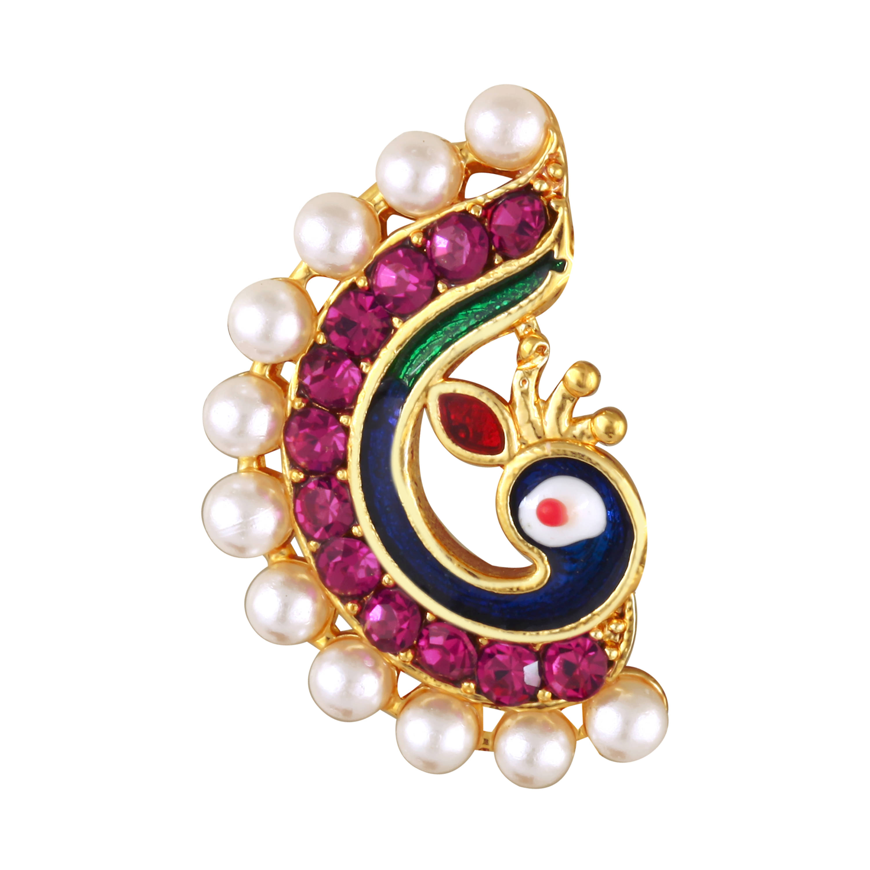     			VIVASTRI Peackock Variance Cubic Zirconia Gold-plated Expensive Alloy Nose Ring For Women & Girls (Sales Package -1 Unit )