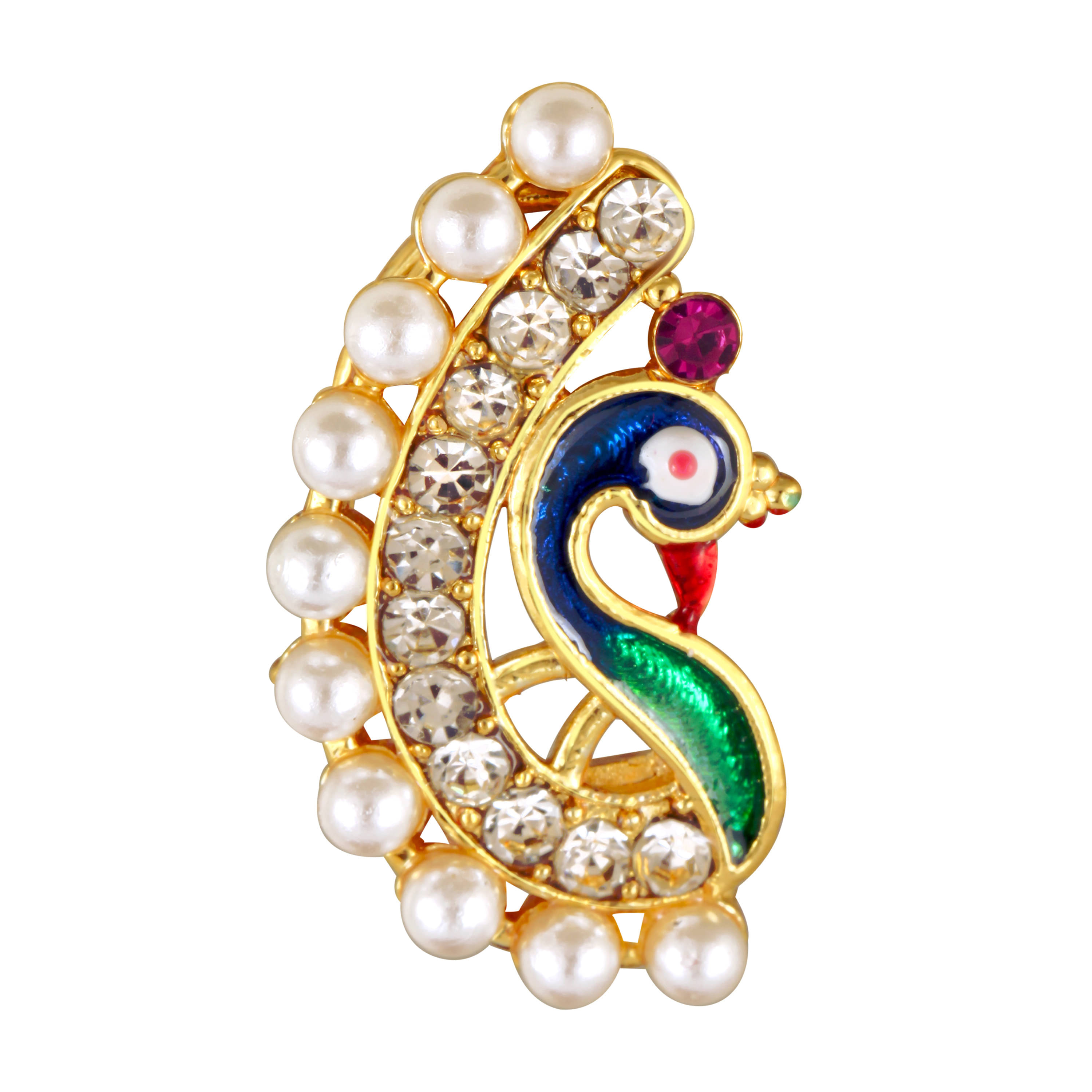 VIVASTRI Peackock Variance Cubic Zirconia Gold-plated Expensive Alloy Nose Ring For Women & Girls (Sales Package -1 Unit ) VIVASTRI Peackock Variance Cubic Zirconia Gold-plated Expensive Alloy Nose Ring For Women & Girls (Sales Package -1 Unit )