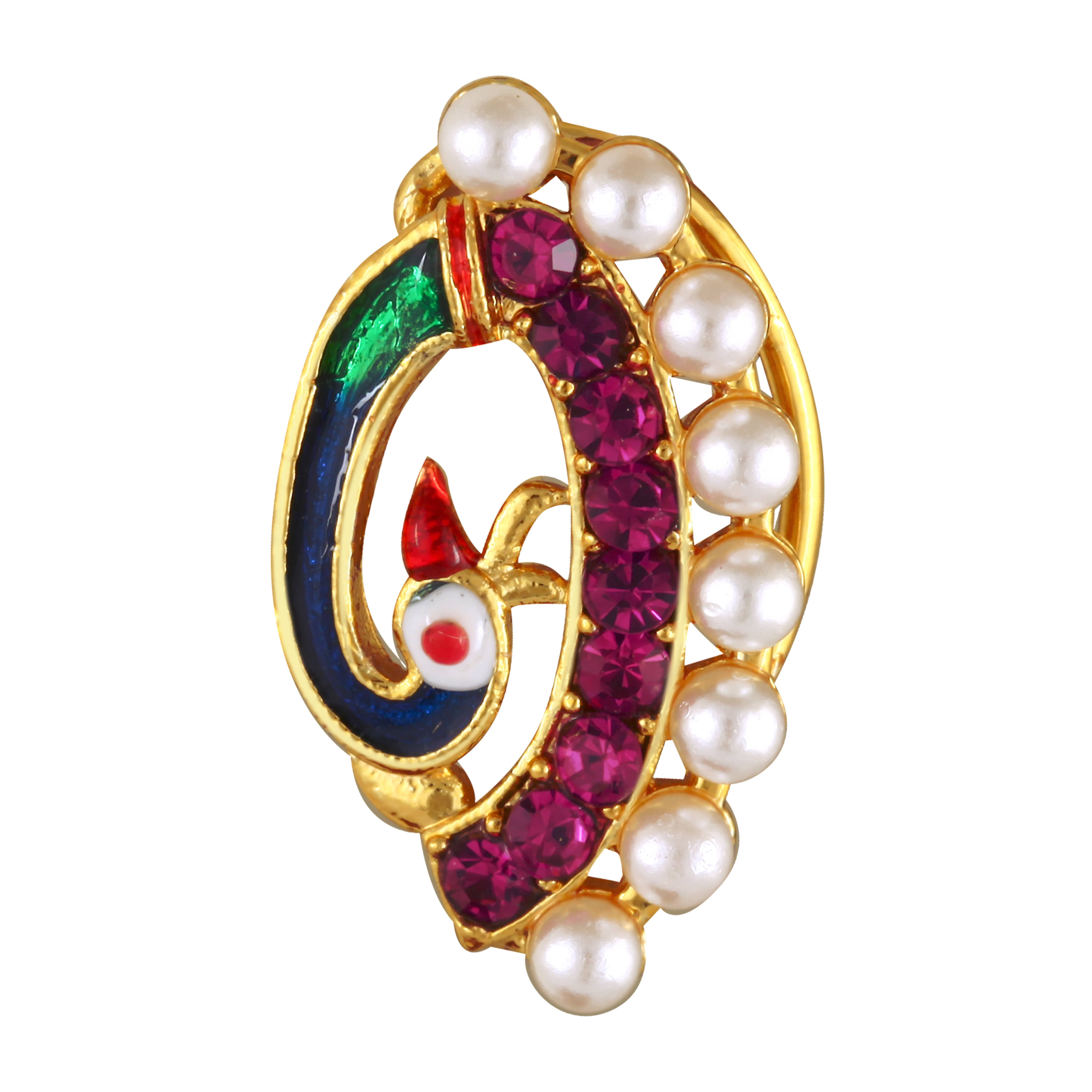 VIVASTRI Peackock Variance Cubic Zirconia Gold-plated Expensive Alloy Nose Ring For Women & Girls (Sales Package -1 Unit ) VIVASTRI Peackock Variance Cubic Zirconia Gold-plated Expensive Alloy Nose Ring For Women & Girls (Sales Package -1 Unit )