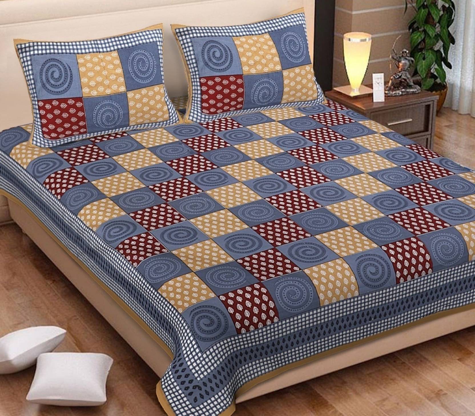 CLOTHOLOGY Cotton 1 Double Bedsheet with 2 Pillow Covers ( Blue ) CLOTHOLOGY Cotton 1 Double Bedsheet with 2 Pillow Covers ( Blue )