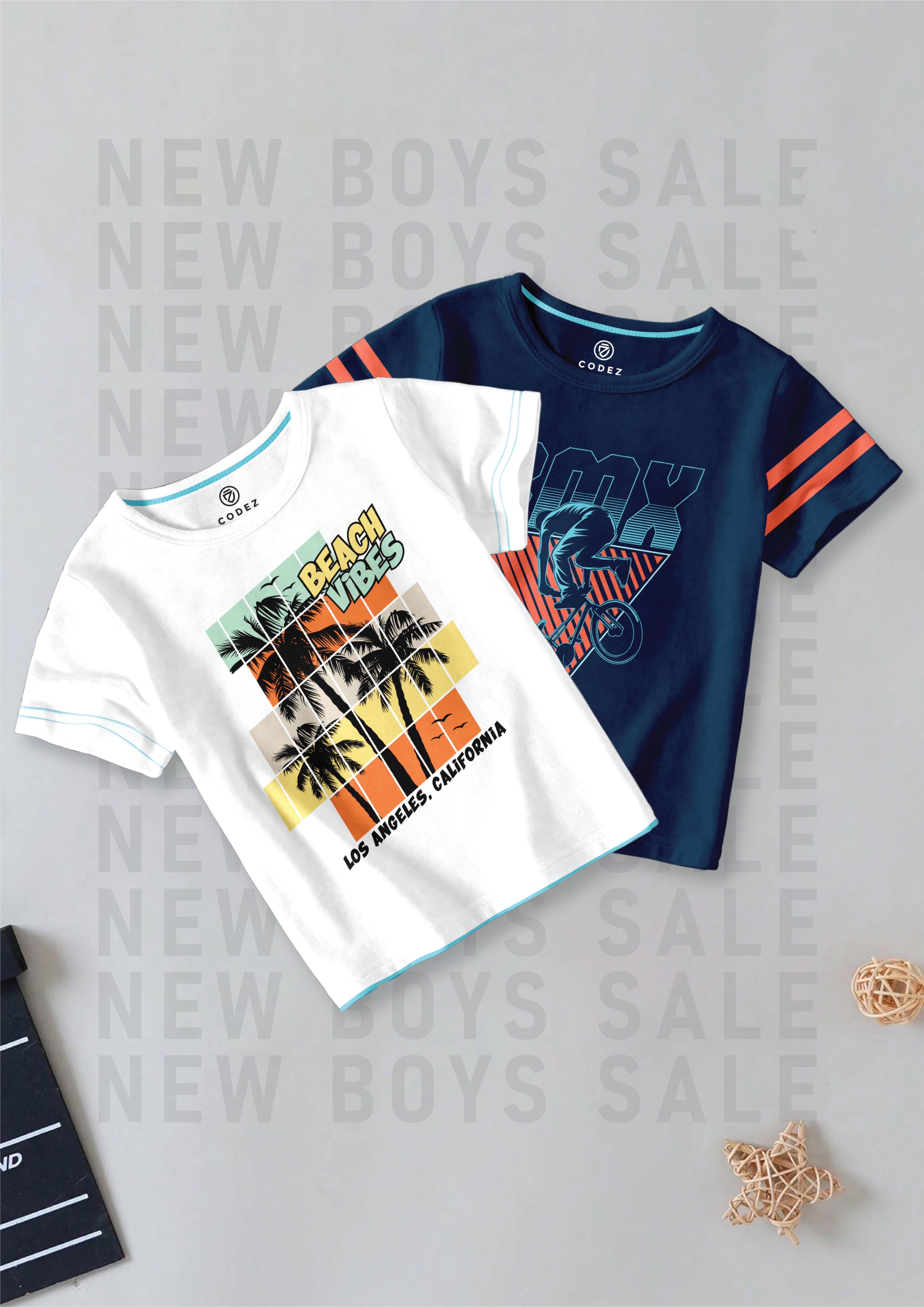     			CODEZ Pack of 2 Boys Cotton Blend T-Shirt ( Multi Color )