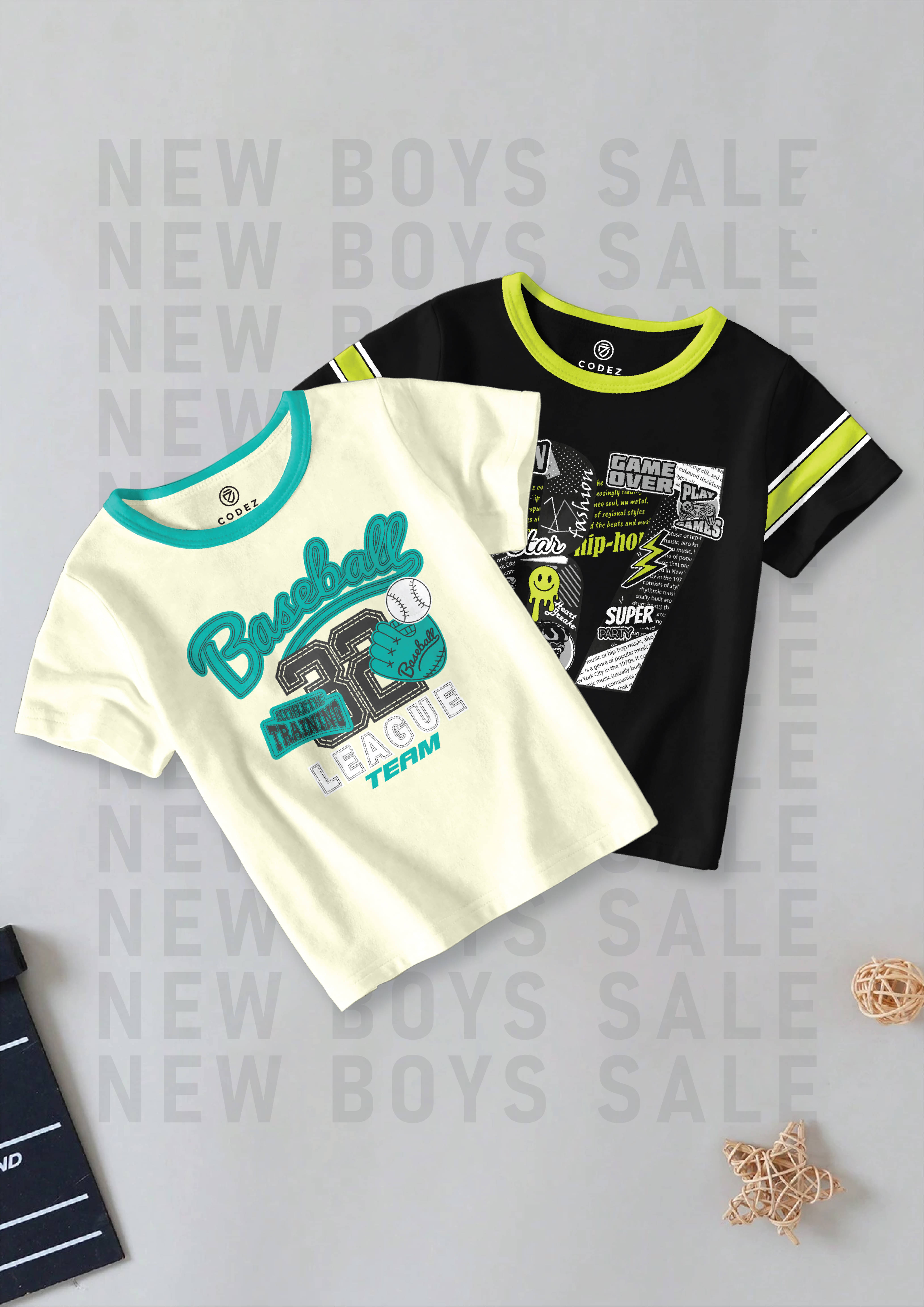     			CODEZ Pack of 2 Boys Cotton Blend T-Shirt ( Multi Color )