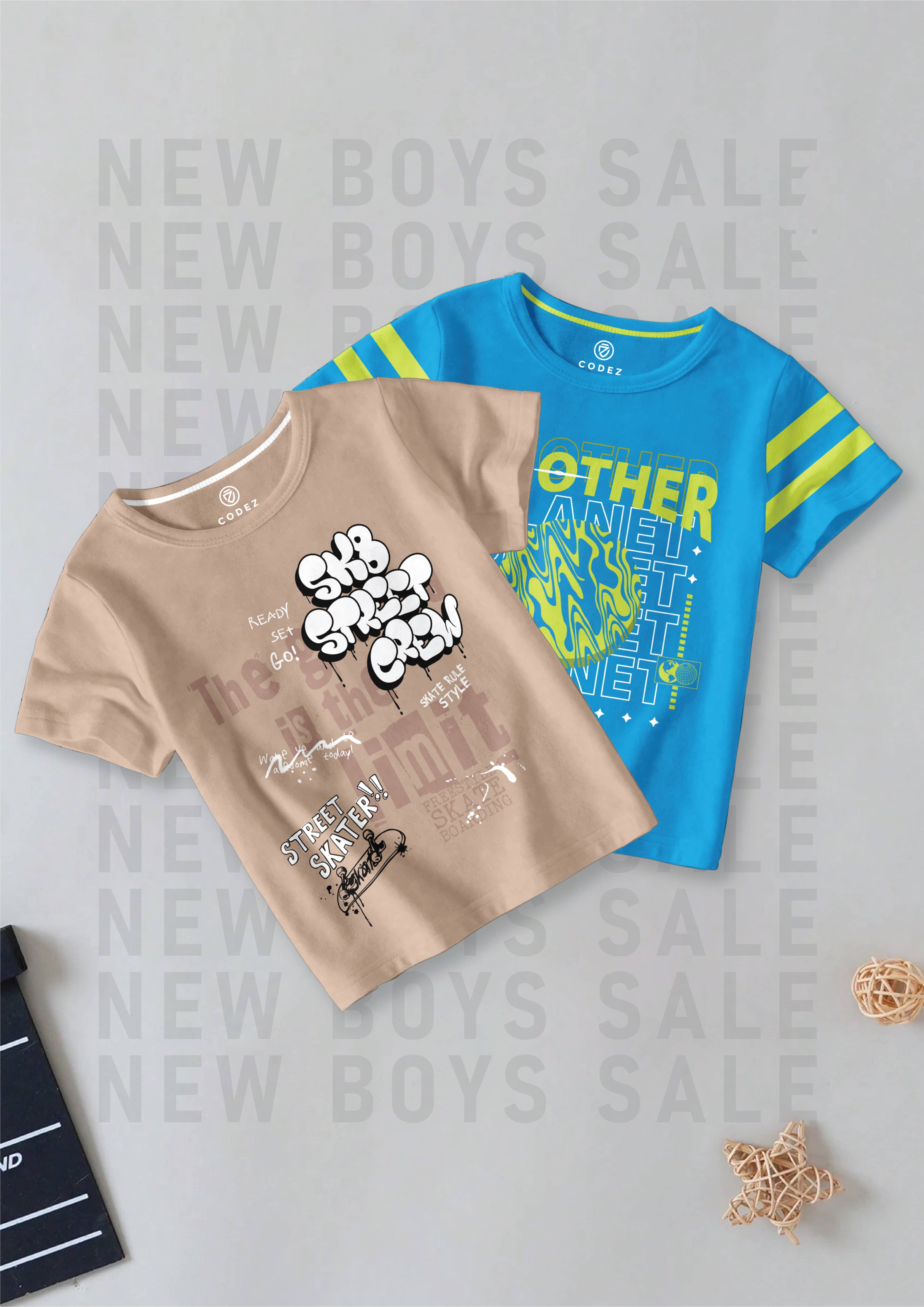     			CODEZ Pack of 2 Boys Cotton Blend T-Shirt ( Multi Color )