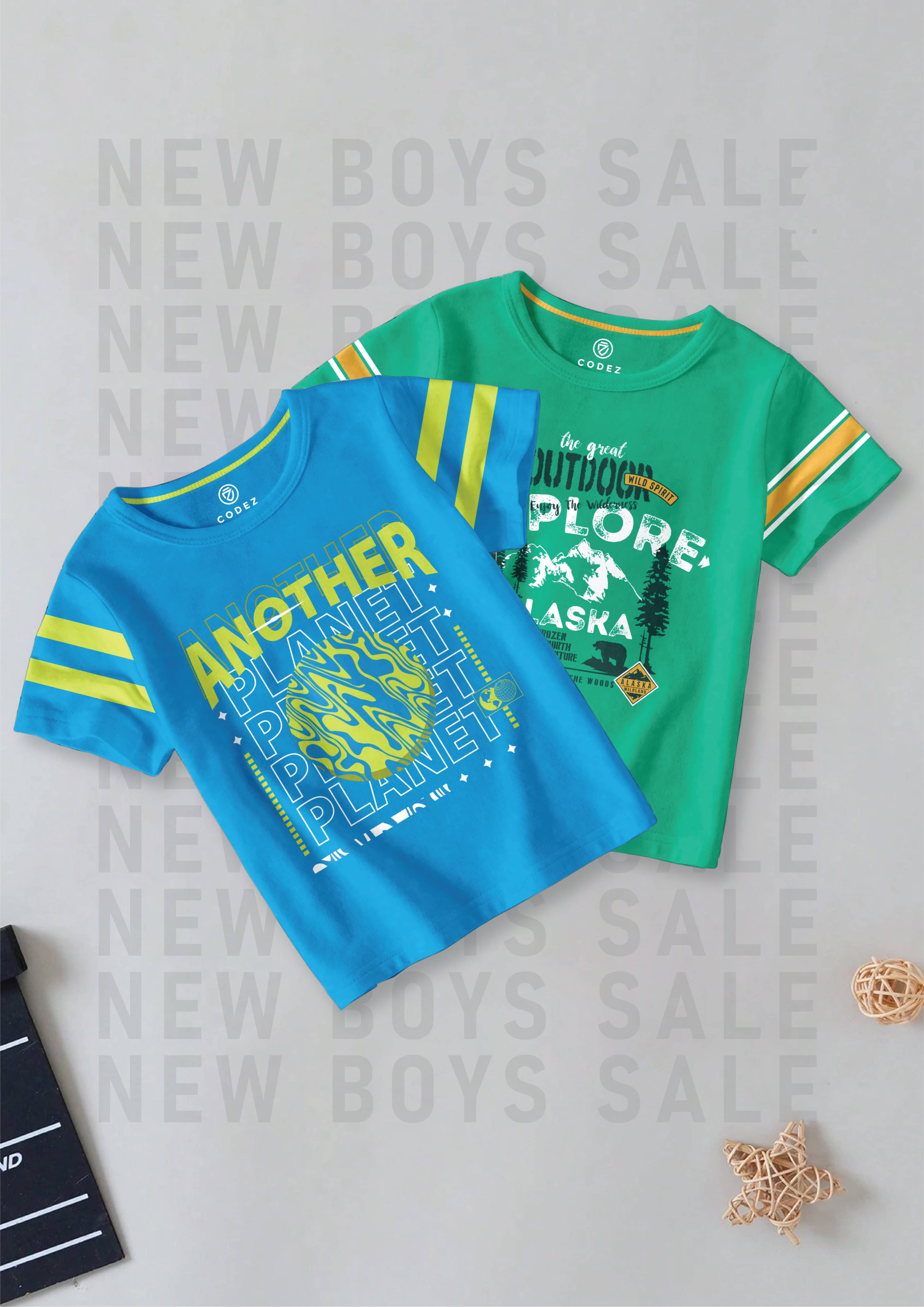     			CODEZ Pack of 2 Boys Cotton Blend T-Shirt ( Multi Color )