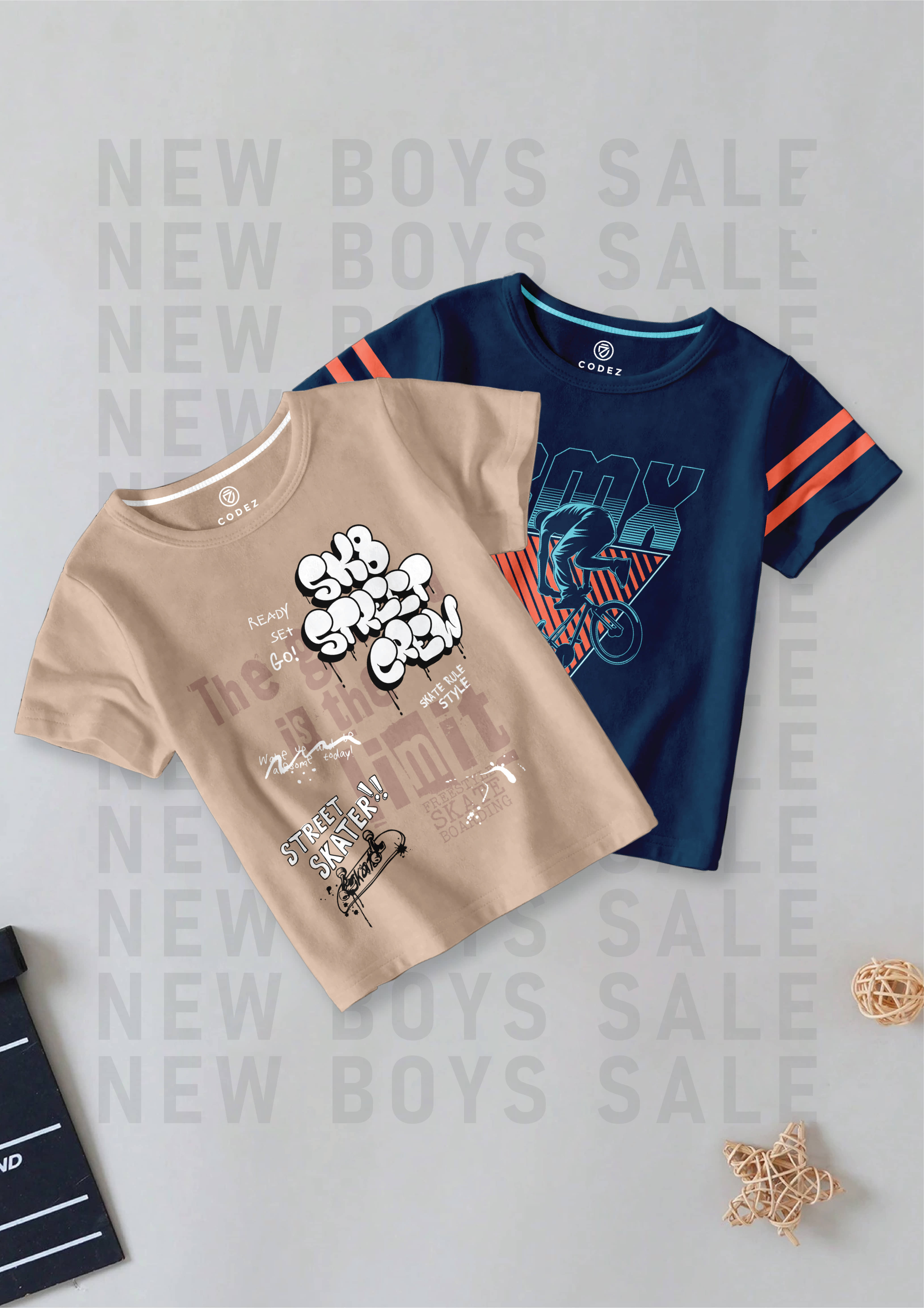 CODEZ Pack of 3 Boys Cotton Blend T-Shirt ( Multi Color )