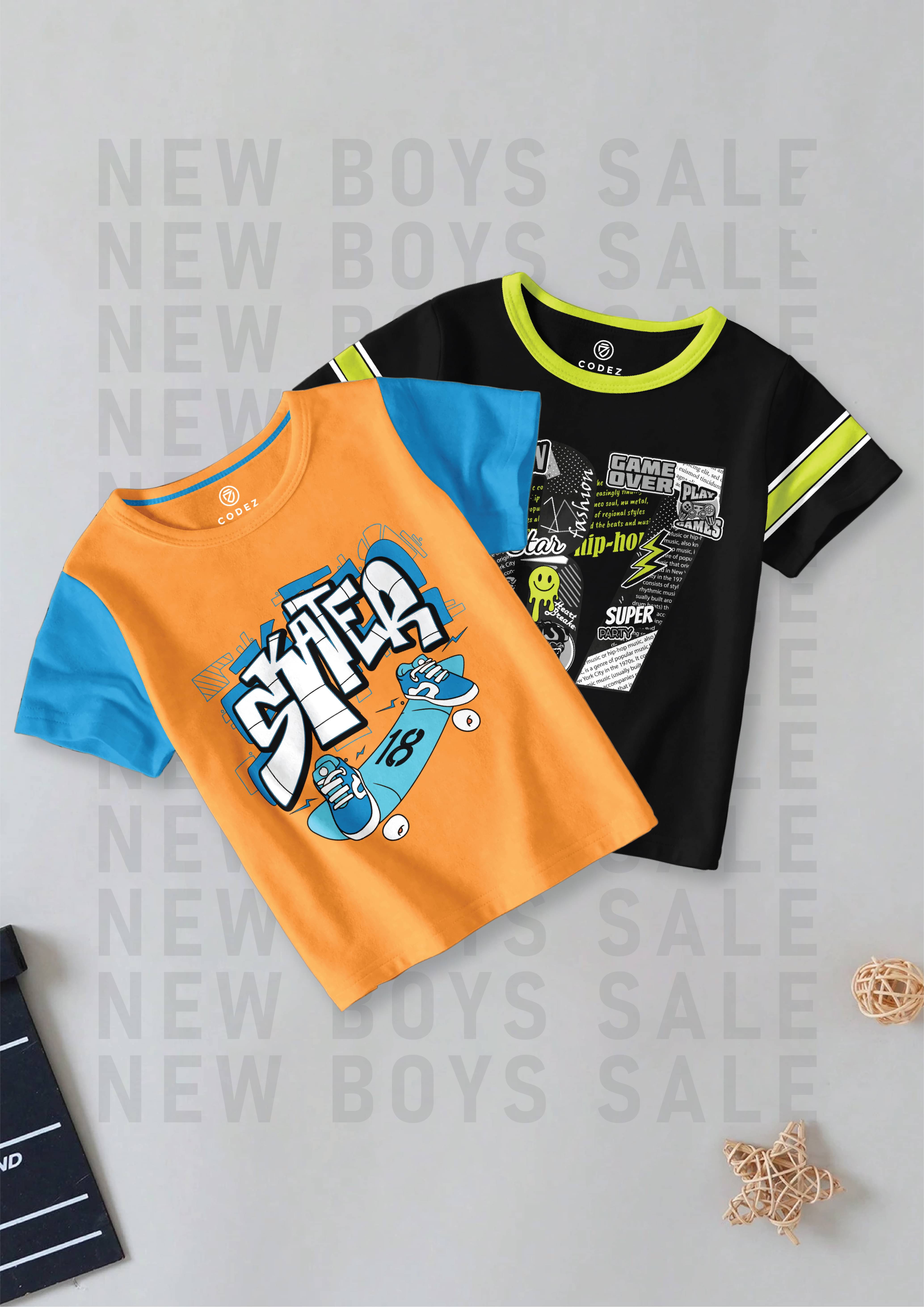     			CODEZ Pack of 2 Boys Cotton Blend T-Shirt ( Multi Color )
