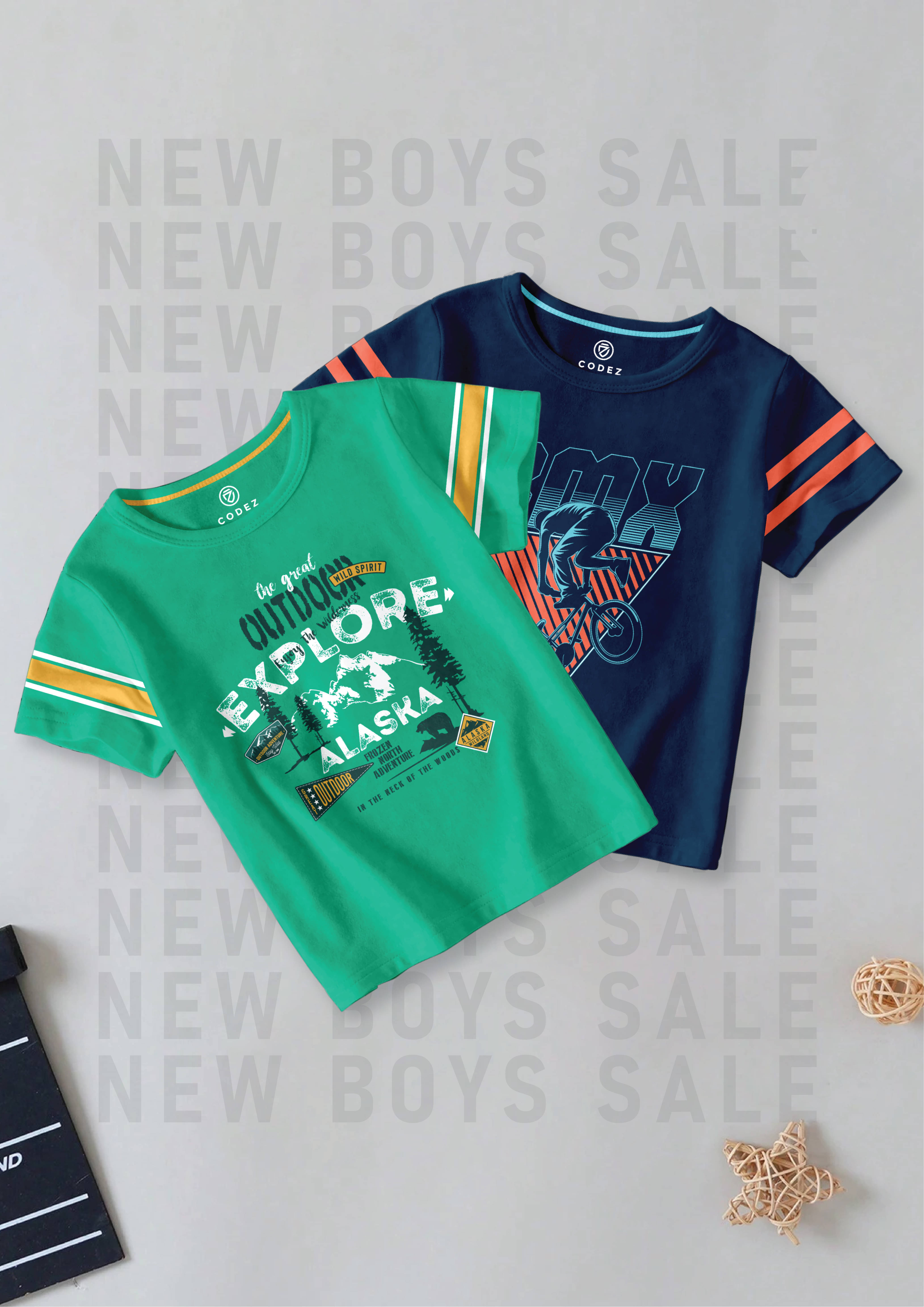     			CODEZ Pack of 2 Boys Cotton Blend T-Shirt ( Multi Color )