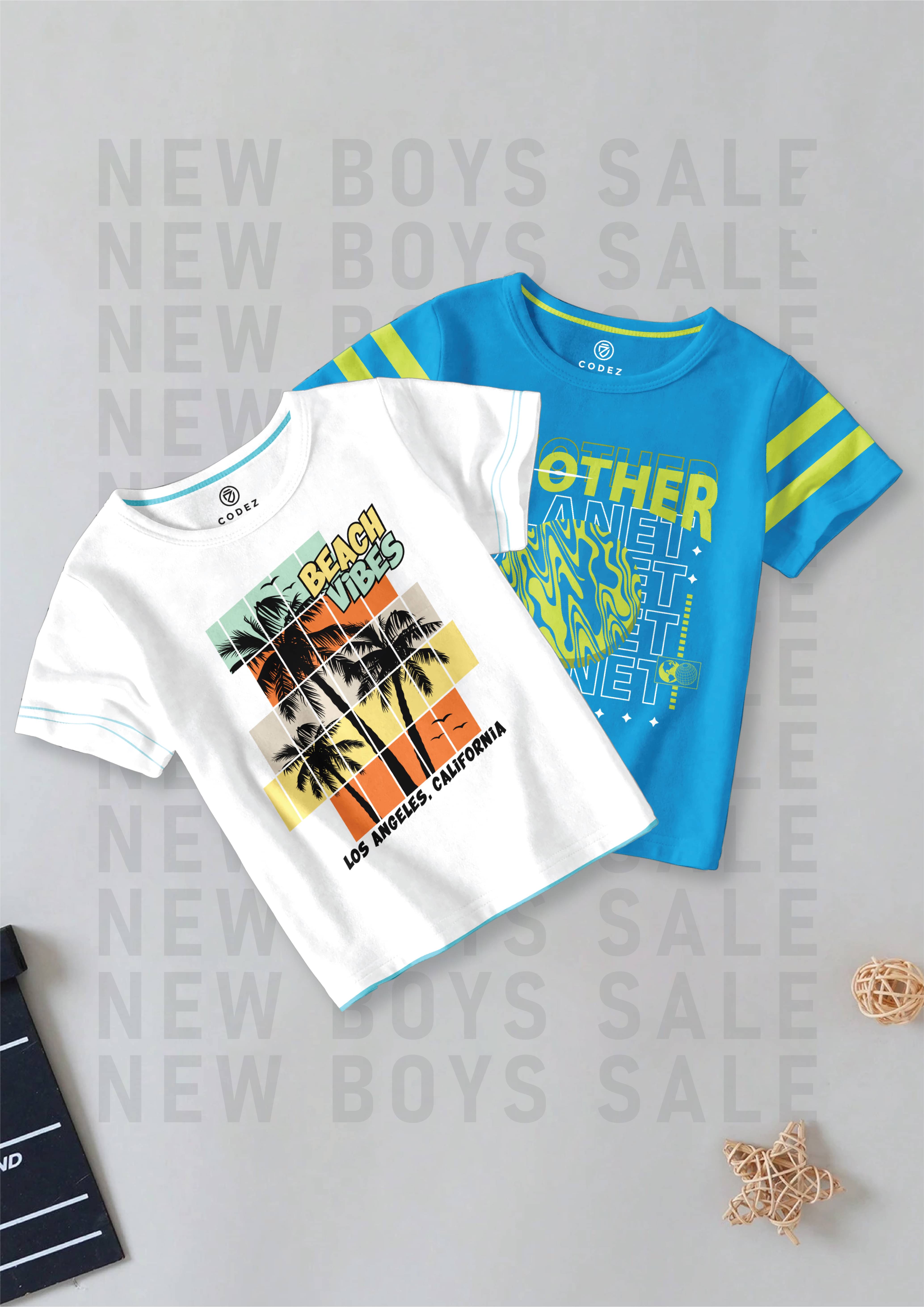     			CODEZ Pack of 2 Boys Cotton Blend T-Shirt ( Multi Color )