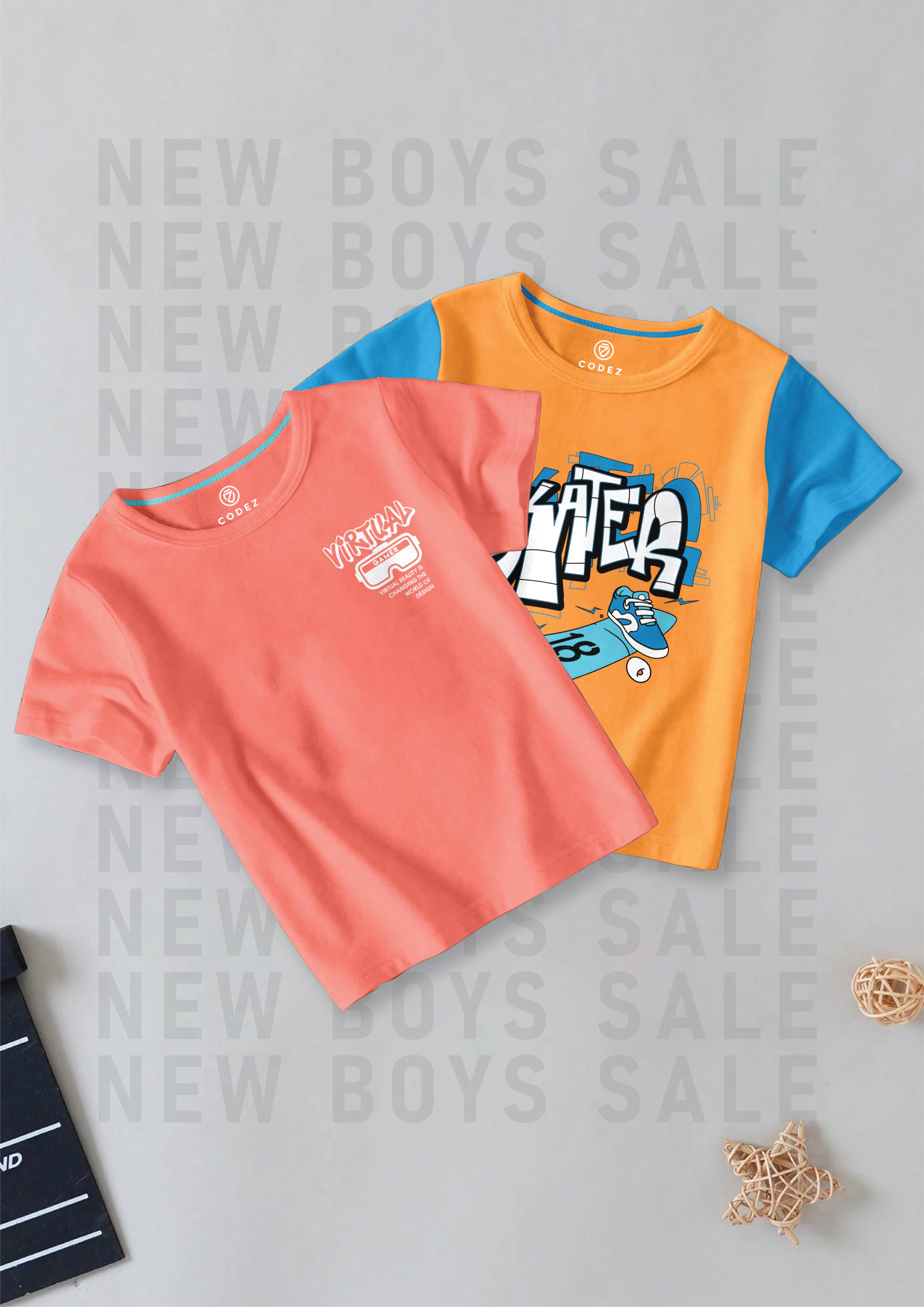     			CODEZ Pack of 2 Boys Cotton Blend T-Shirt ( Multi Color )