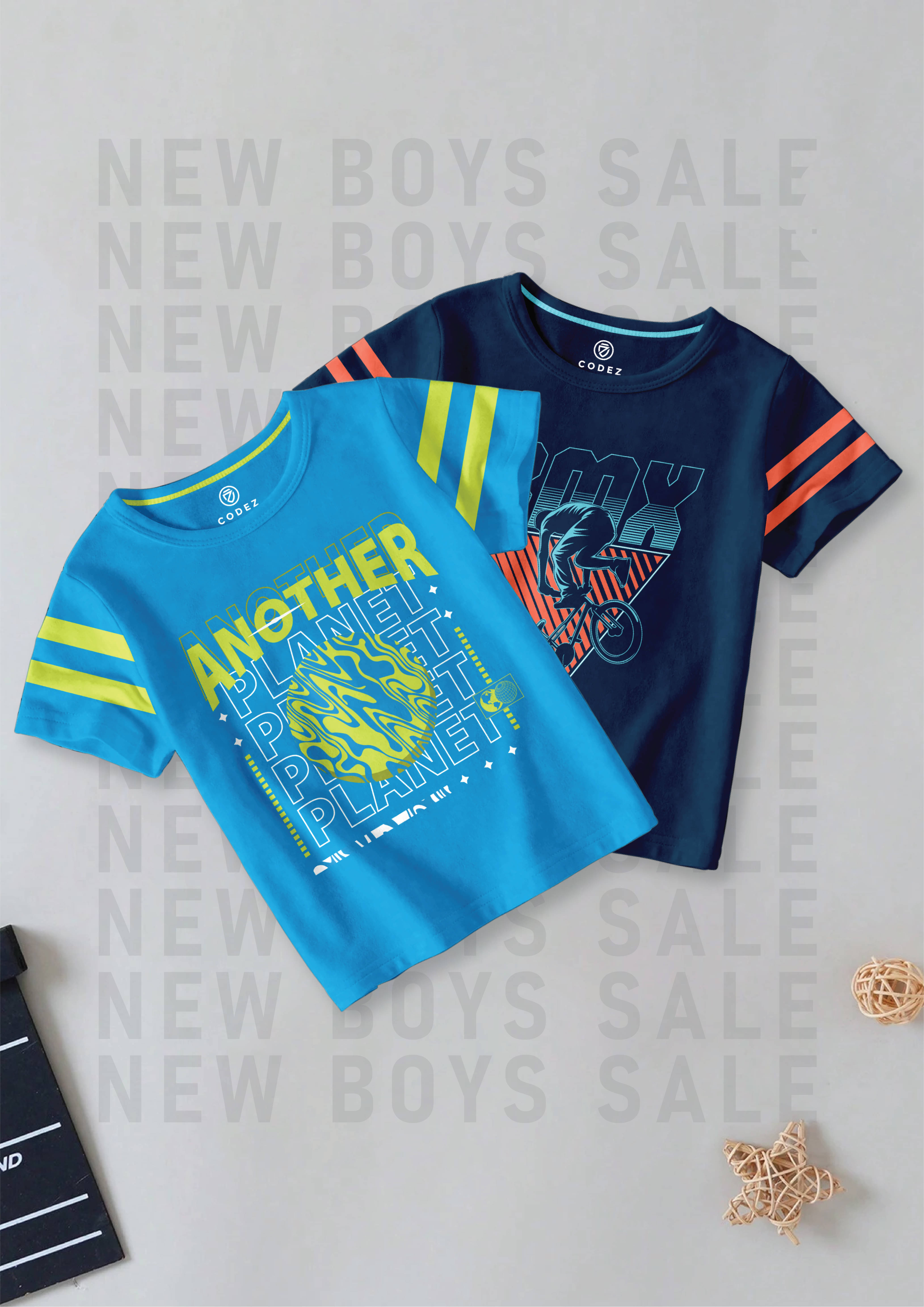    			CODEZ Pack of 2 Boys Cotton Blend T-Shirt ( Multi Color )