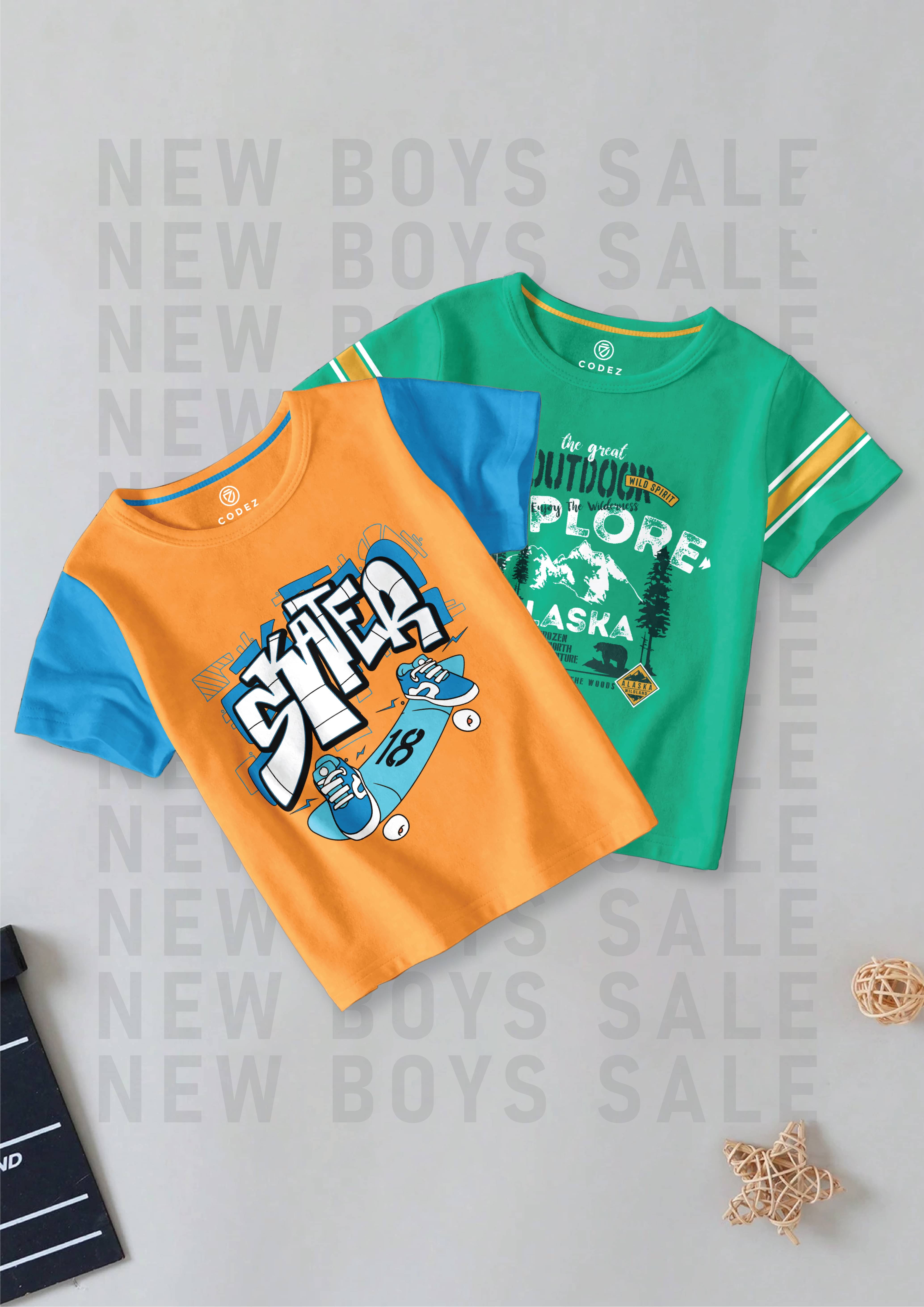     			CODEZ Pack of 2 Boys Cotton Blend T-Shirt ( Multi Color )