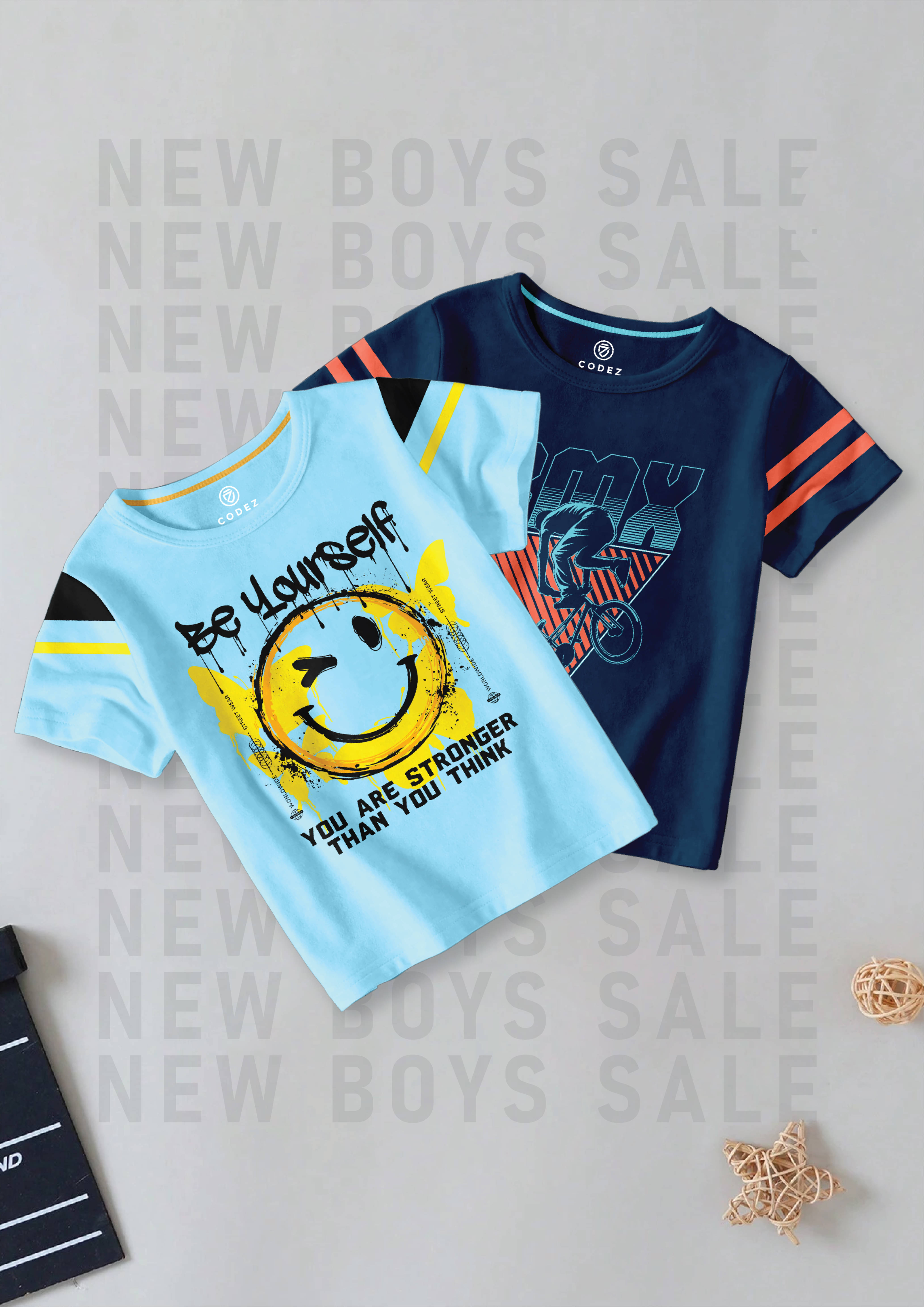     			CODEZ Pack of 2 Boys Cotton Blend T-Shirt ( Multi Color )