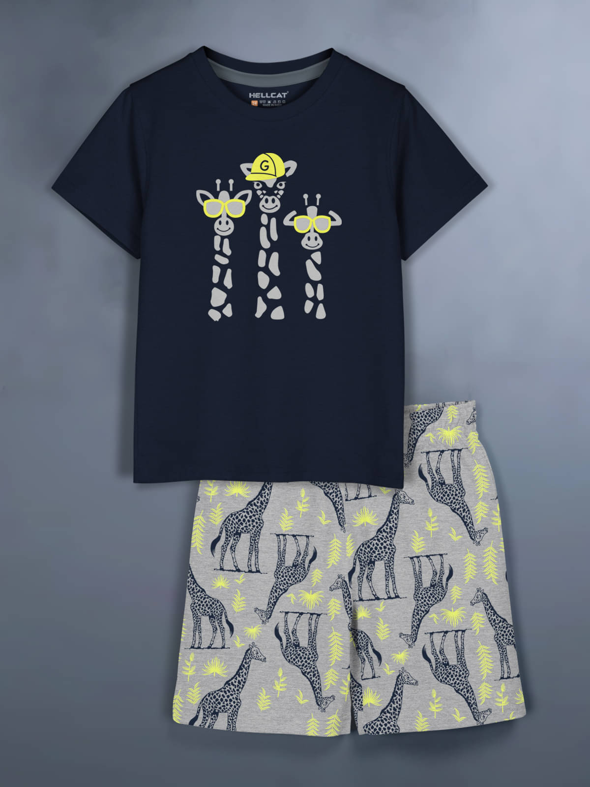    			HELLCAT Pack of 1 Baby Girls Cotton Blend T-Shirt & Shorts ( Navy )
