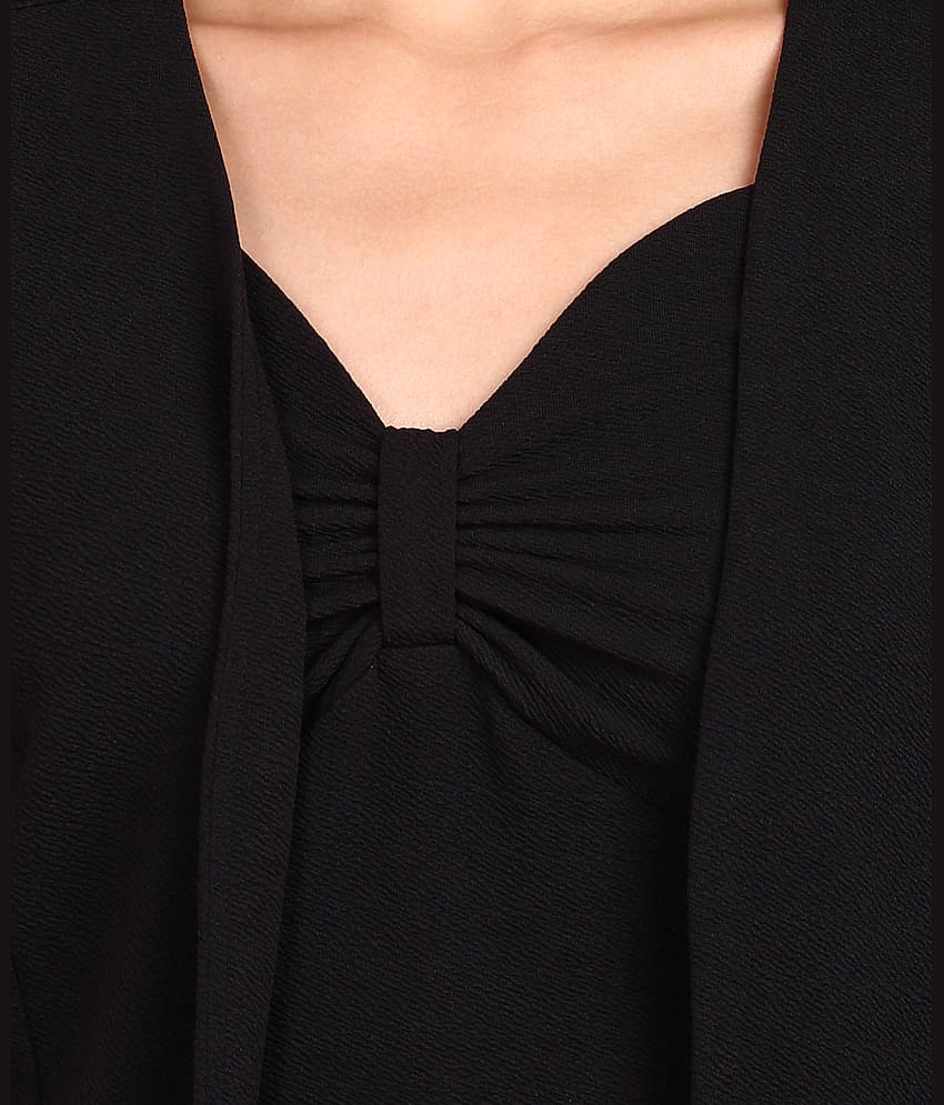 POPWINGS Women Solid Coat With Trousers Co-Ord Set ( Green )