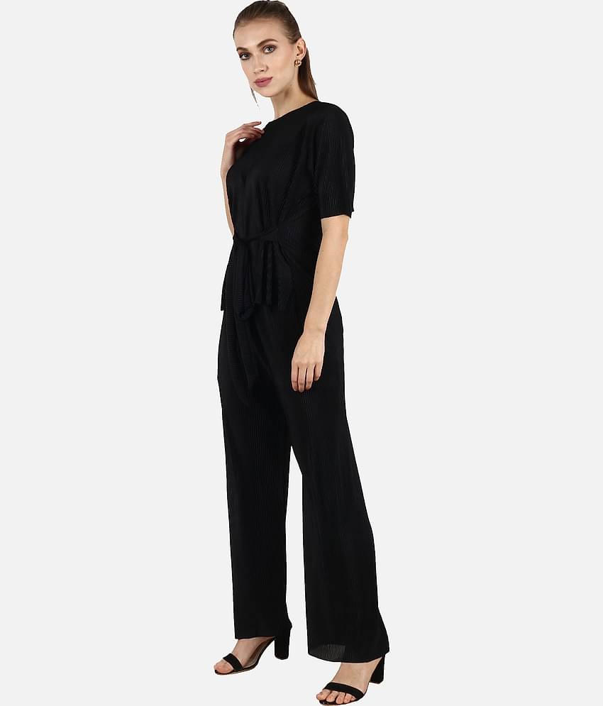 POPWINGS Women Solid Top With Trousers Co-Ord Set ( Purple )