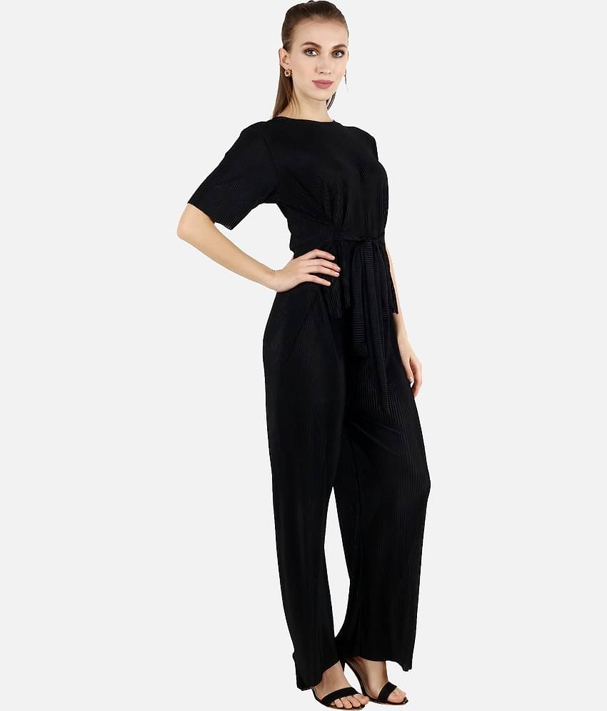 POPWINGS Women Solid Top With Trousers Co-Ord Set ( Purple )