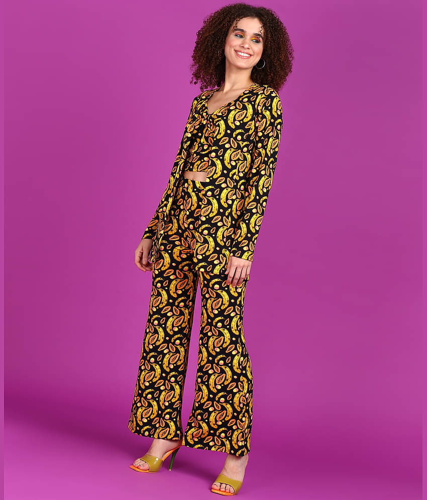 POPWINGS Women Solid Coat With Trousers Co-Ord Set ( Green )