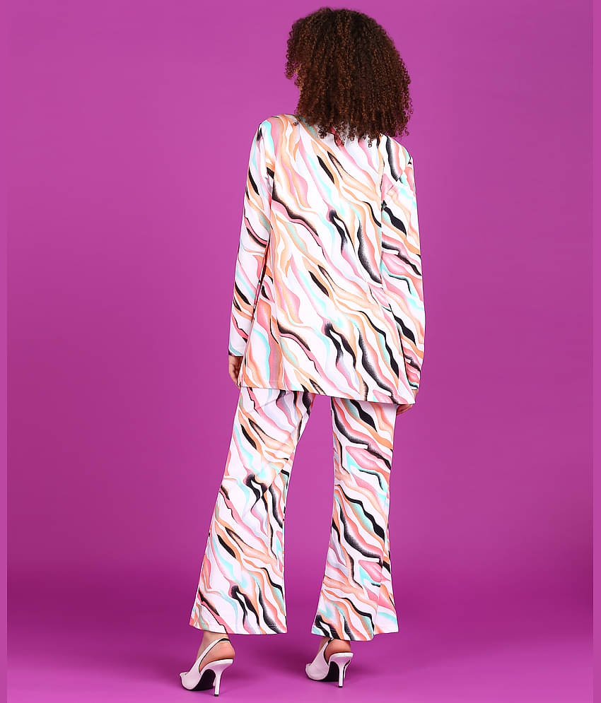 POPWINGS Women Solid Coat With Trousers Co-Ord Set ( Green )