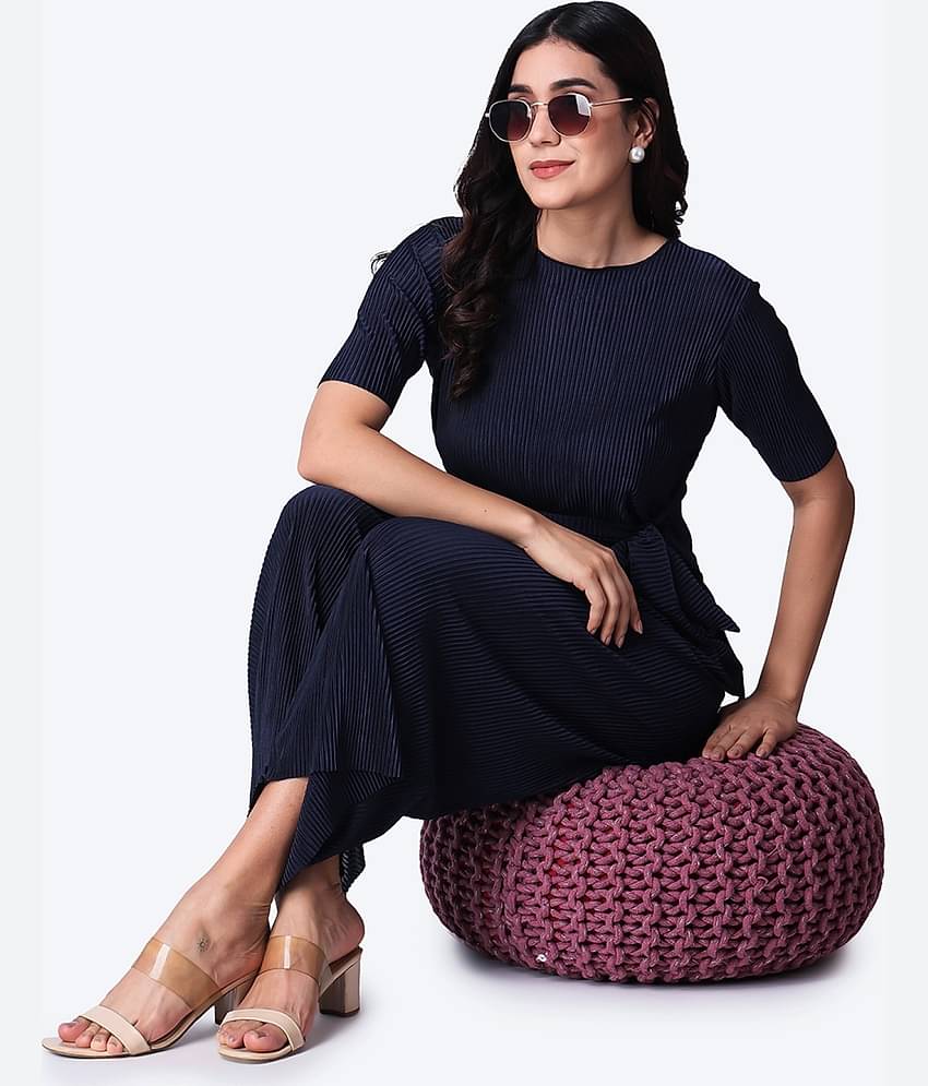 POPWINGS Women Solid Top With Trousers Co-Ord Set ( Purple )