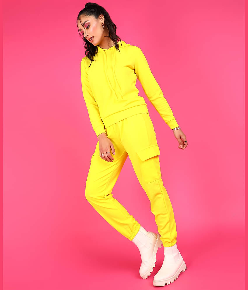 POPWINGS Women Self Design Sweatshirt With Joggers Co-Ord Set ( Black )