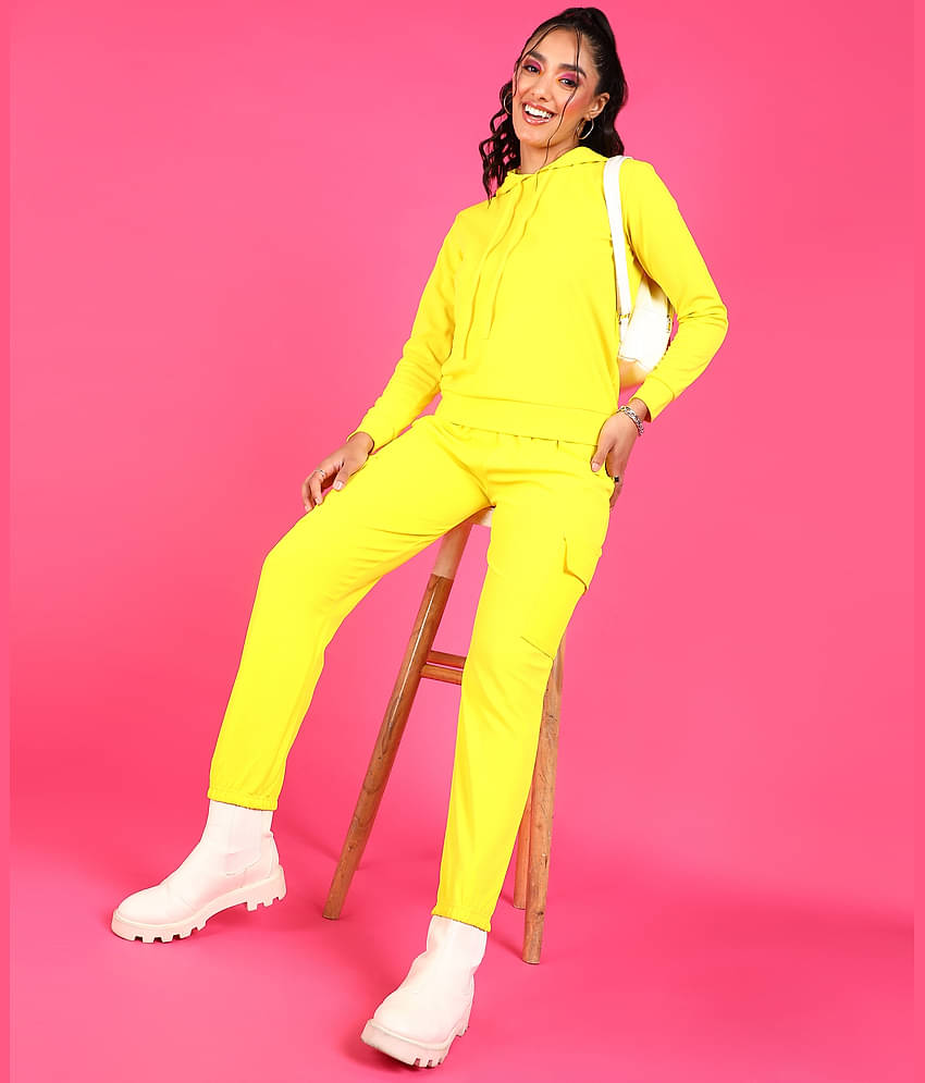 POPWINGS Women Self Design Sweatshirt With Joggers Co-Ord Set ( Black )