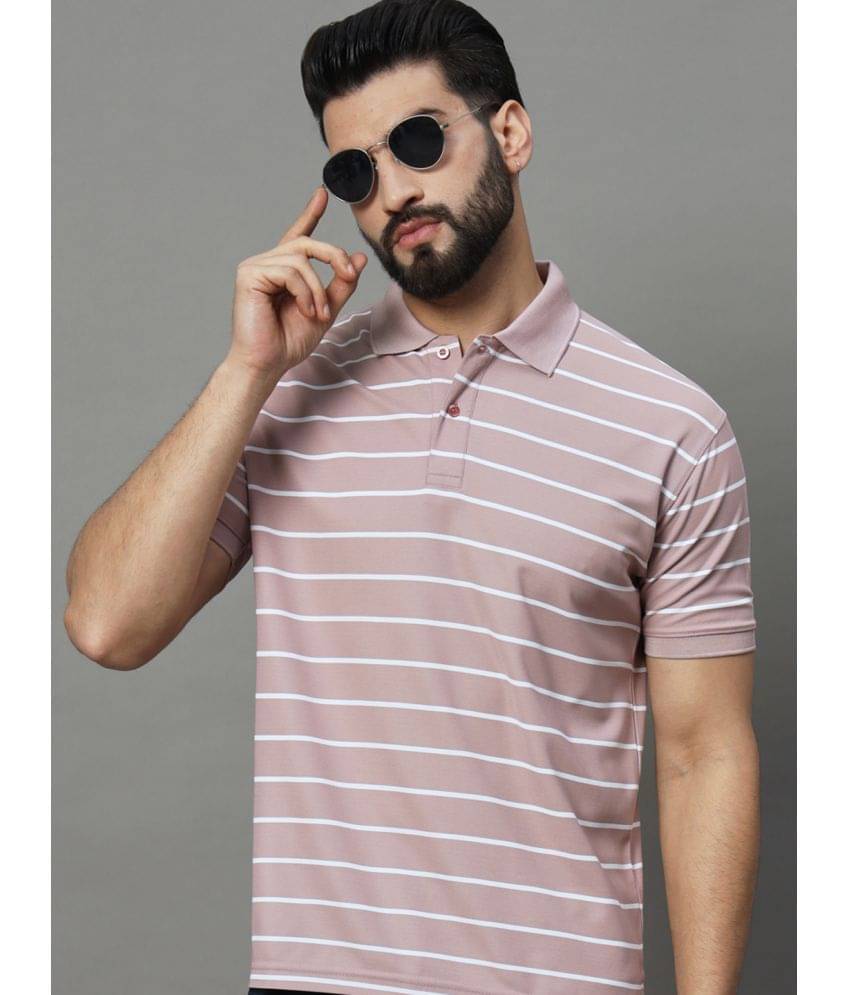     			UNIBERRY Pack of 1 Cotton Blend Regular Fit Striped Half Sleeves Men's Polo T Shirt ( Pink )