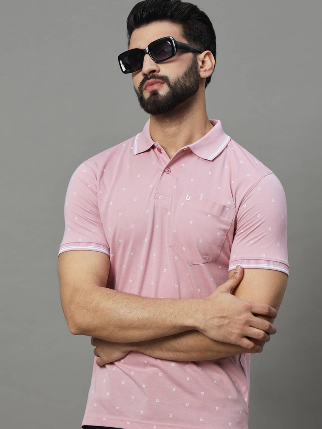 UNIBERRY Pack of 1 Cotton Blend Regular Fit Printed Half Sleeves Men's Polo T Shirt ( Pink ) UNIBERRY Pack of 1 Cotton Blend Regular Fit Printed Half Sleeves Men's Polo T Shirt ( Pink )