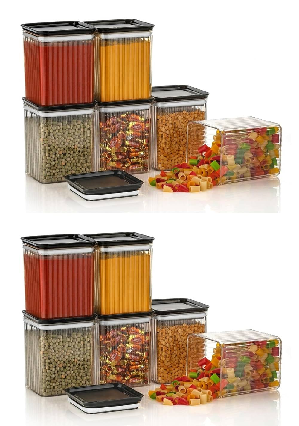 Analog Kitchenware Dal/Pasta/Grocery PET Black Multi-Purpose Container ( Set of 12 ) Analog Kitchenware Dal/Pasta/Grocery PET Black Multi-Purpose Container ( Set of 12 )