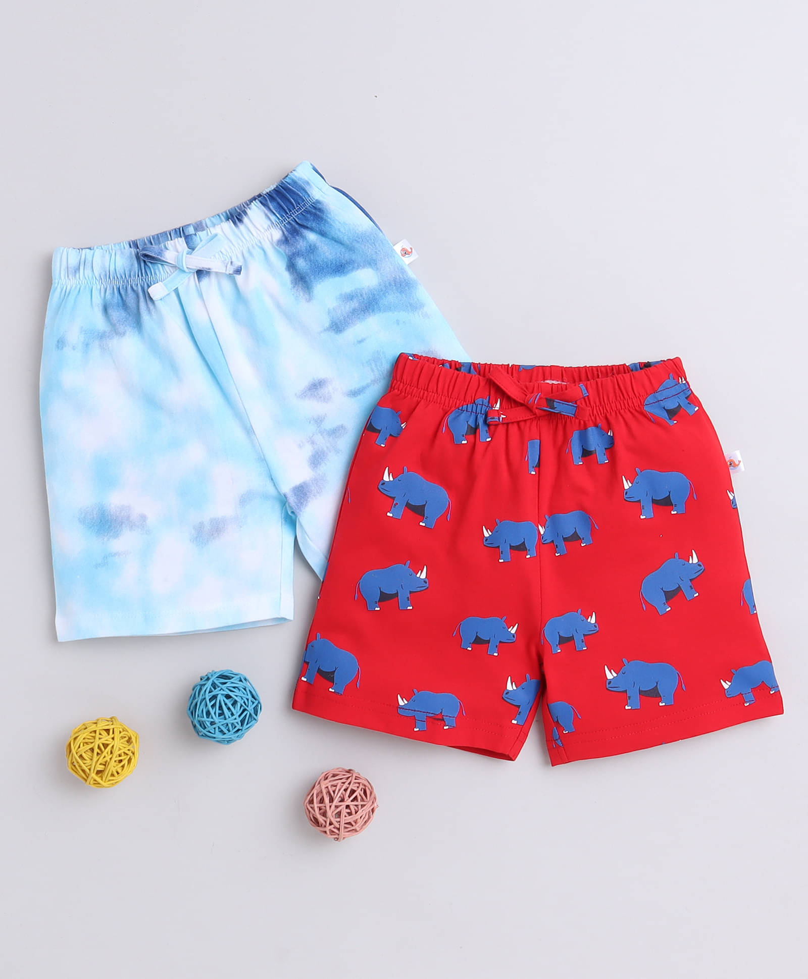     			BUMZEE Blue & Red Boys Shorts Pack Of 2 Age - 6-12 Months
