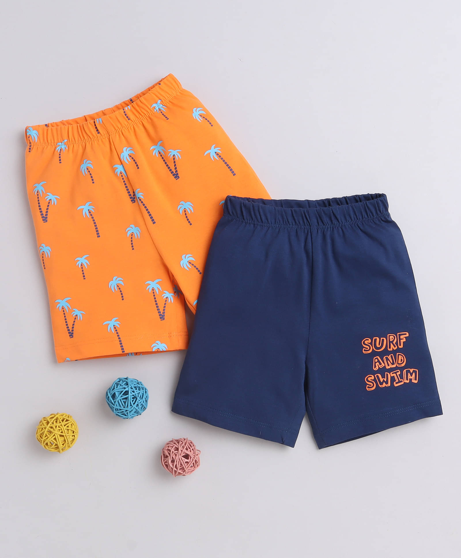BUMZEE Navy & Orange Boys Shorts Pack Of 2 Age - 18-24 Months BUMZEE Navy & Orange Boys Shorts Pack Of 2 Age - 18-24 Months