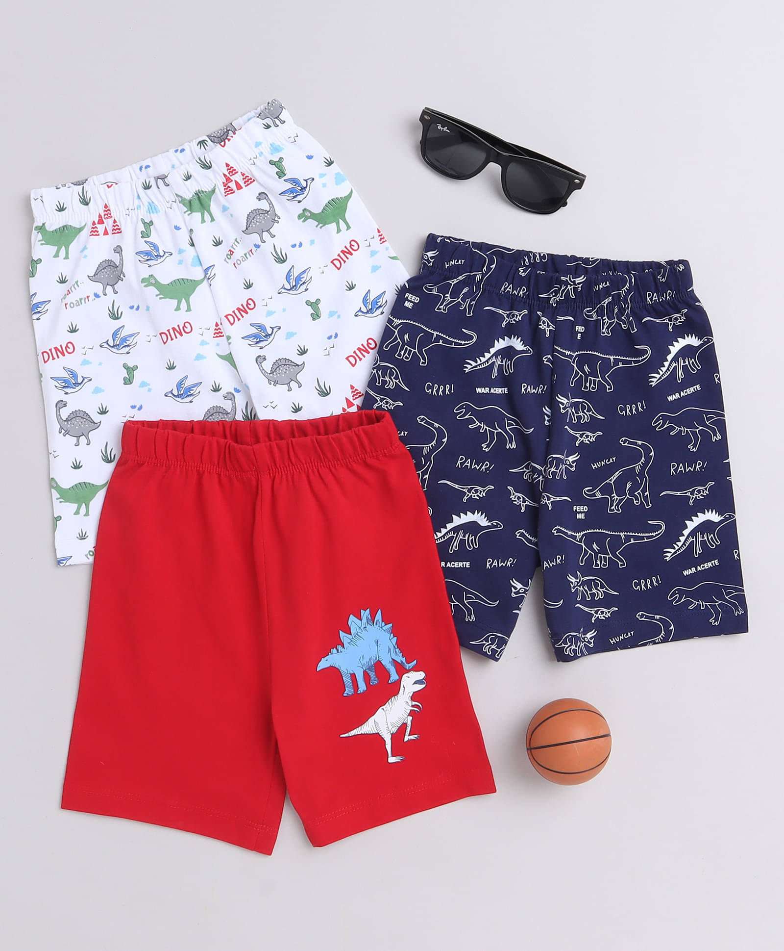     			BUMZEE Navy & Red Boys Shorts Pack Of 3 Age - 6-12 Months