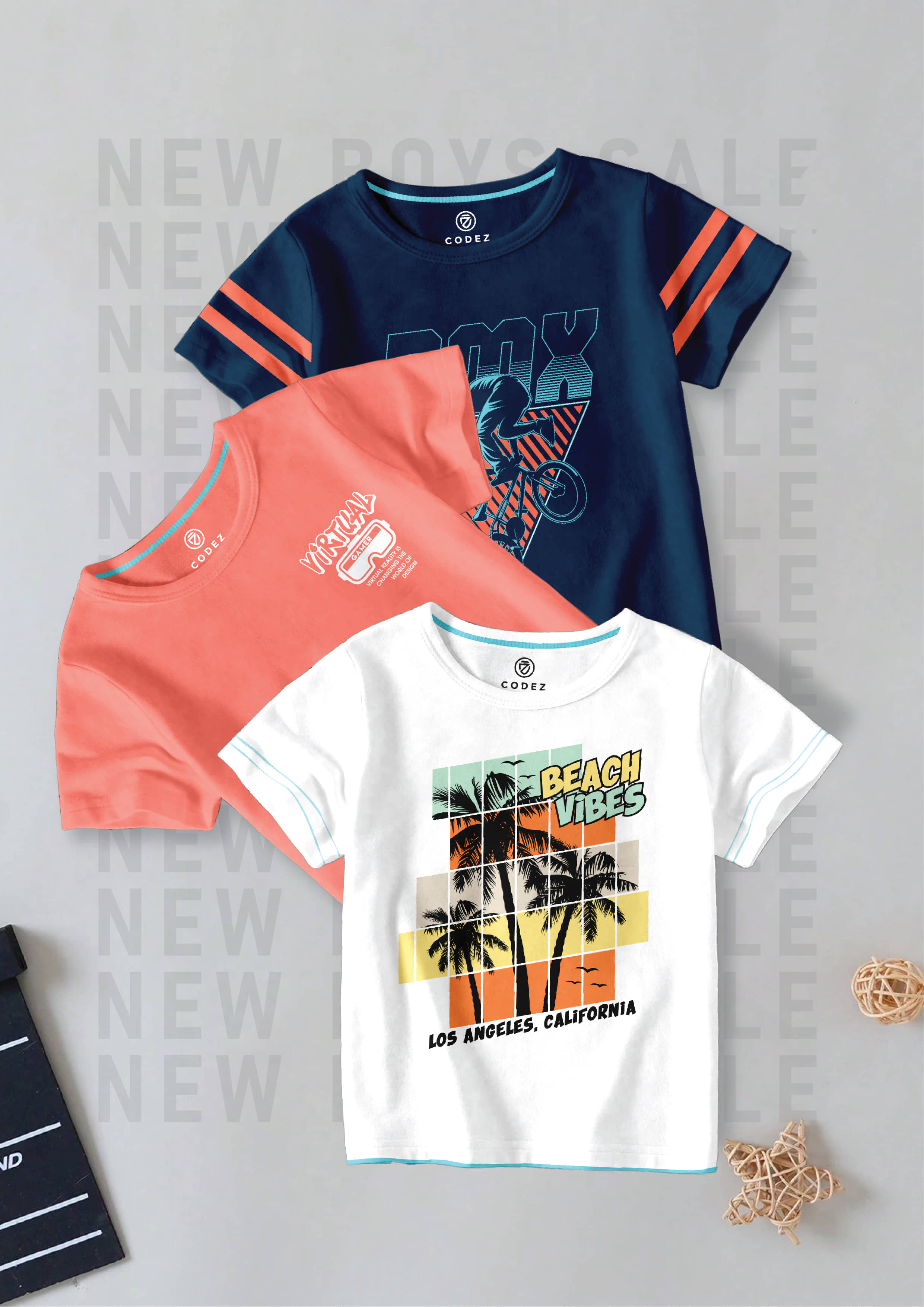 CODEZ Pack of 1 Boys Cotton Blend T-Shirt ( Multi Color )