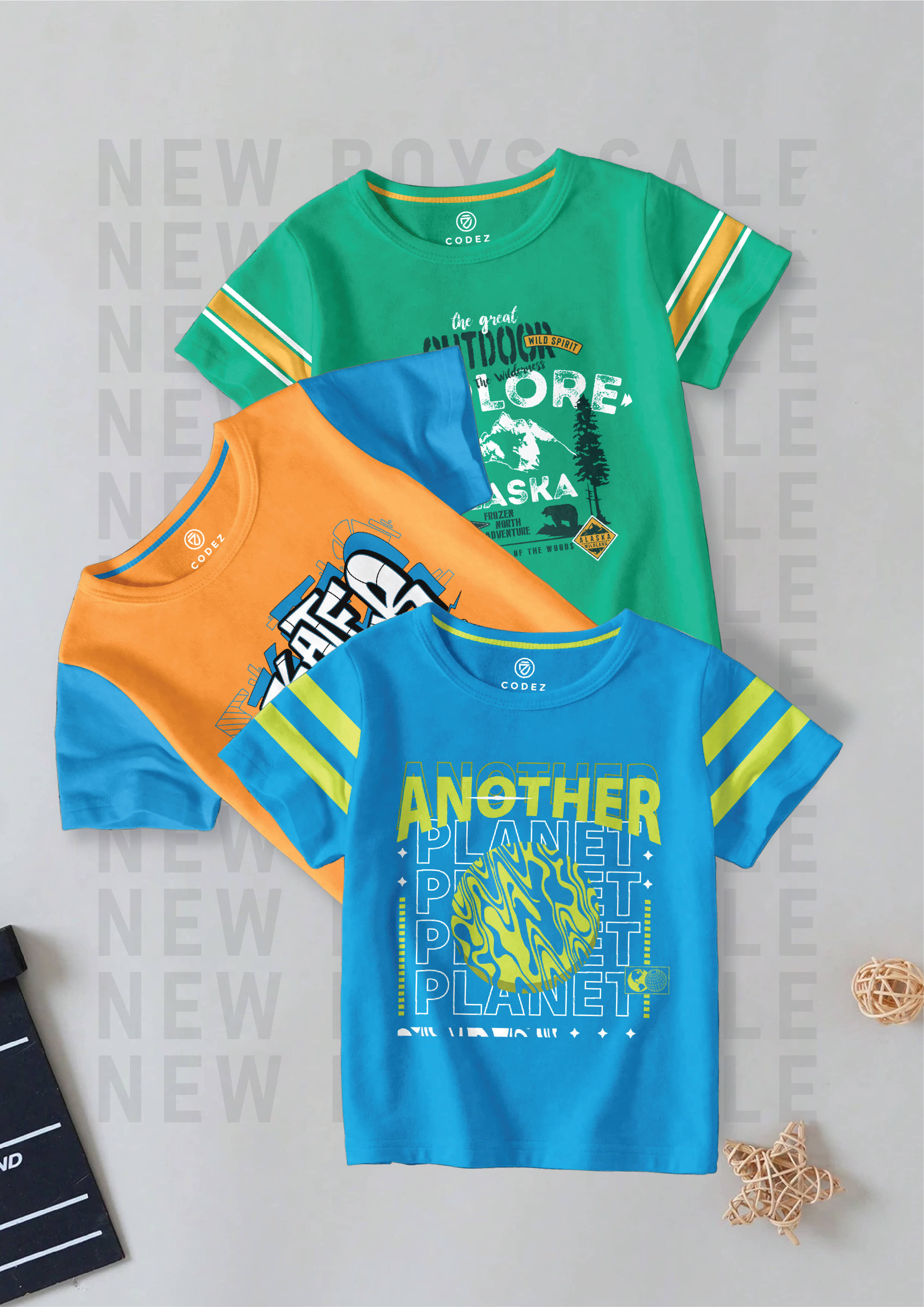 CODEZ Pack of 1 Boys Cotton Blend T-Shirt ( Multi Color )