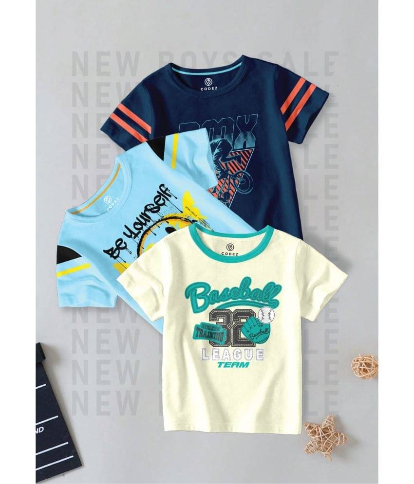     			CODEZ Pack of 3 Boys Cotton Blend T-Shirt ( Multi Color )