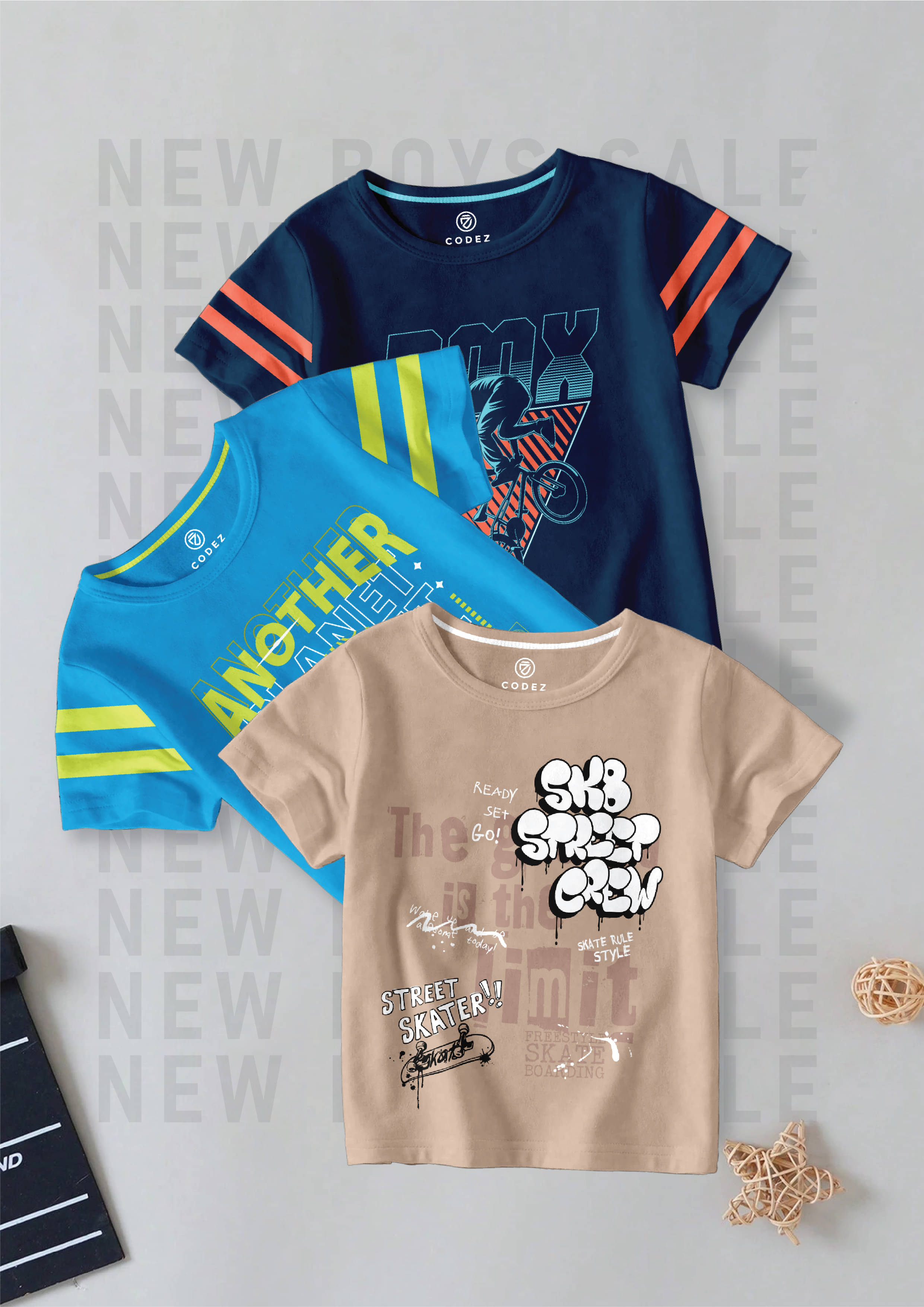 CODEZ Pack of 3 Boys Cotton Blend T-Shirt ( Multi Color ) CODEZ Pack of 3 Boys Cotton Blend T-Shirt ( Multi Color )
