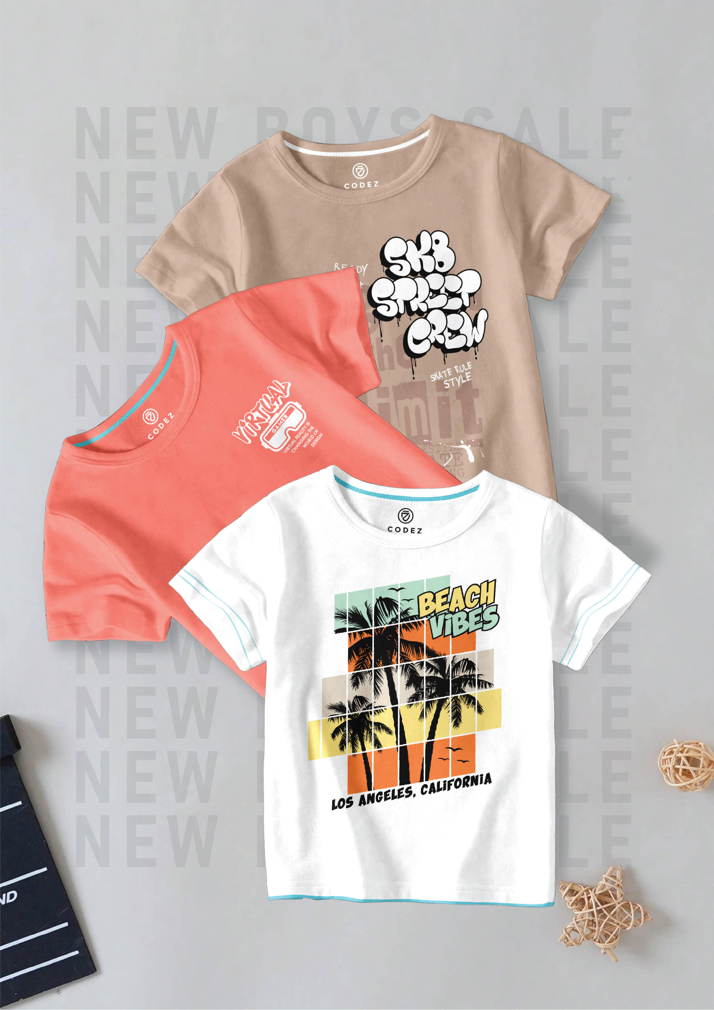 CODEZ Pack of 1 Boys Cotton Blend T-Shirt ( Multi Color )