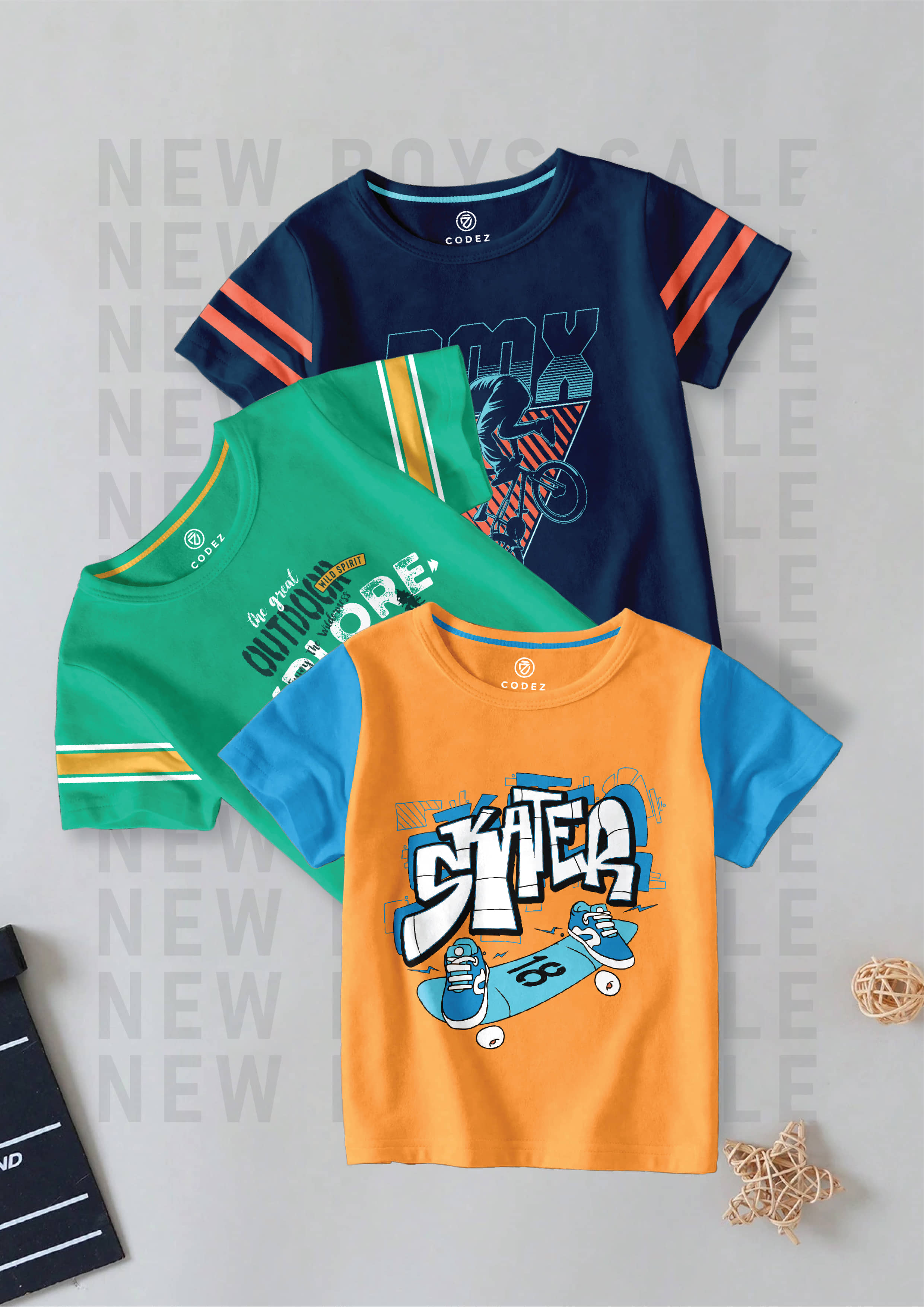 CODEZ Pack of 1 Boys Cotton Blend T-Shirt ( Multi Color )
