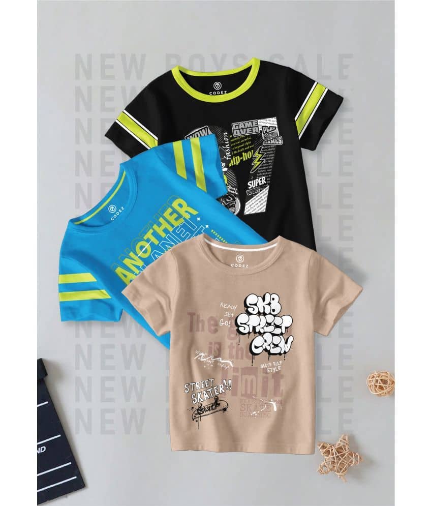 CODEZ Pack of 1 Boys Cotton Blend T-Shirt ( Multi Color )