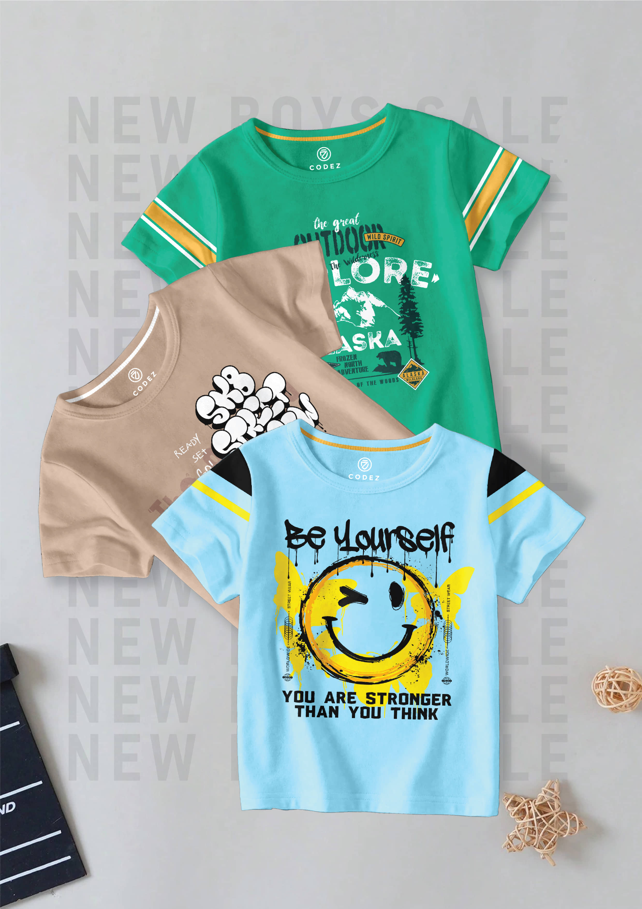CODEZ Pack of 1 Boys Cotton Blend T-Shirt ( Multi Color )