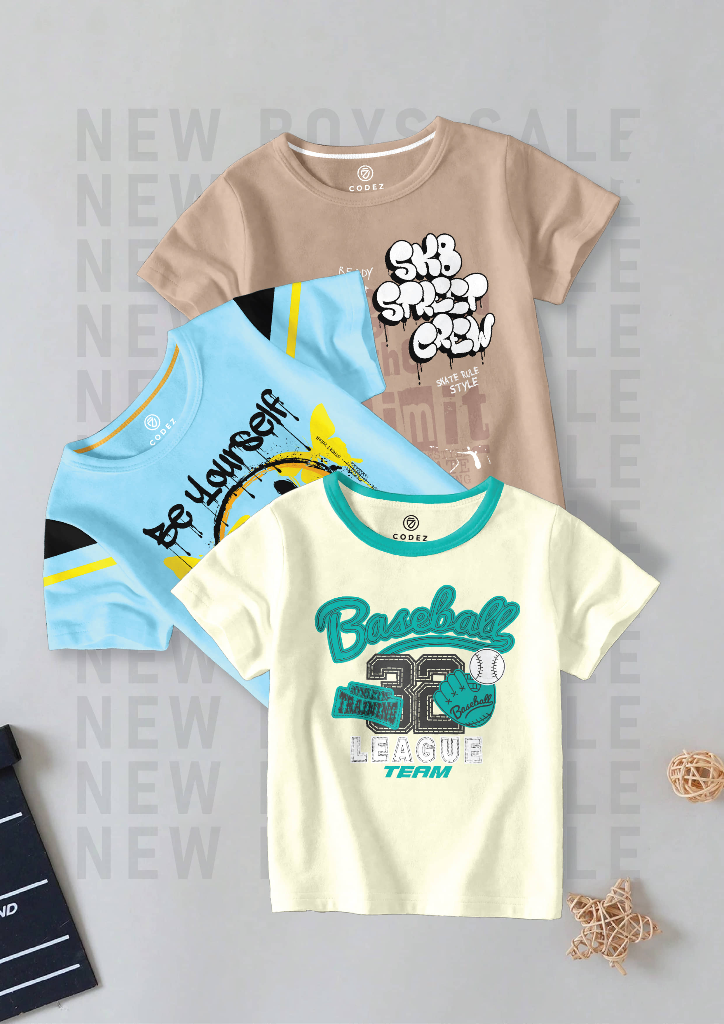 CODEZ Pack of 1 Boys Cotton Blend T-Shirt ( Multi Color )