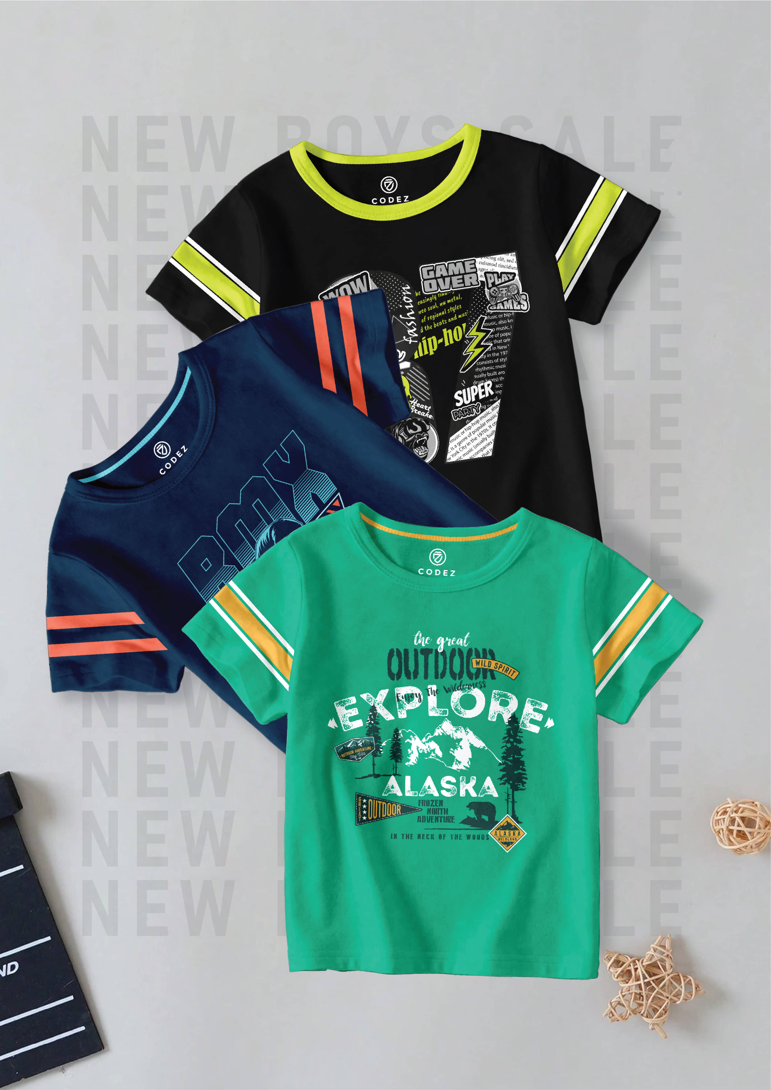     			CODEZ Pack of 1 Boys Cotton Blend T-Shirt ( Multi Color )