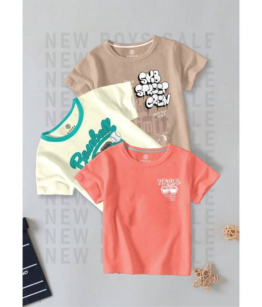     			CODEZ Pack of 3 Boys Cotton Blend T-Shirt ( Multi Color )