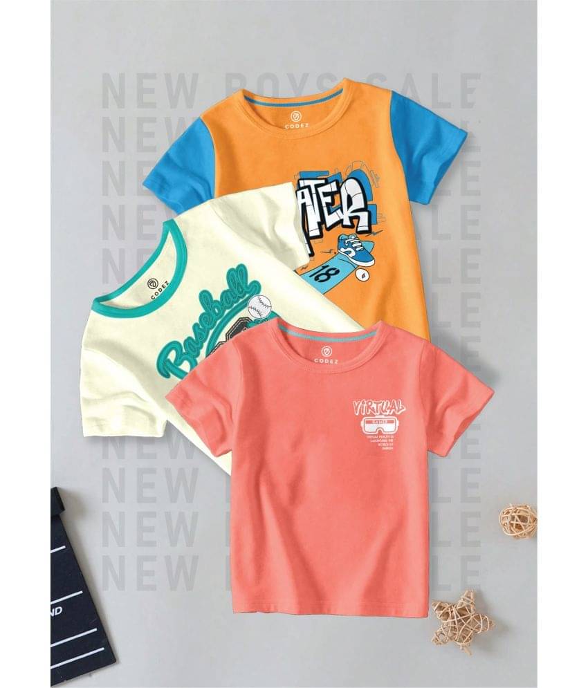     			CODEZ Pack of 3 Boys Cotton Blend T-Shirt ( Multi Color )
