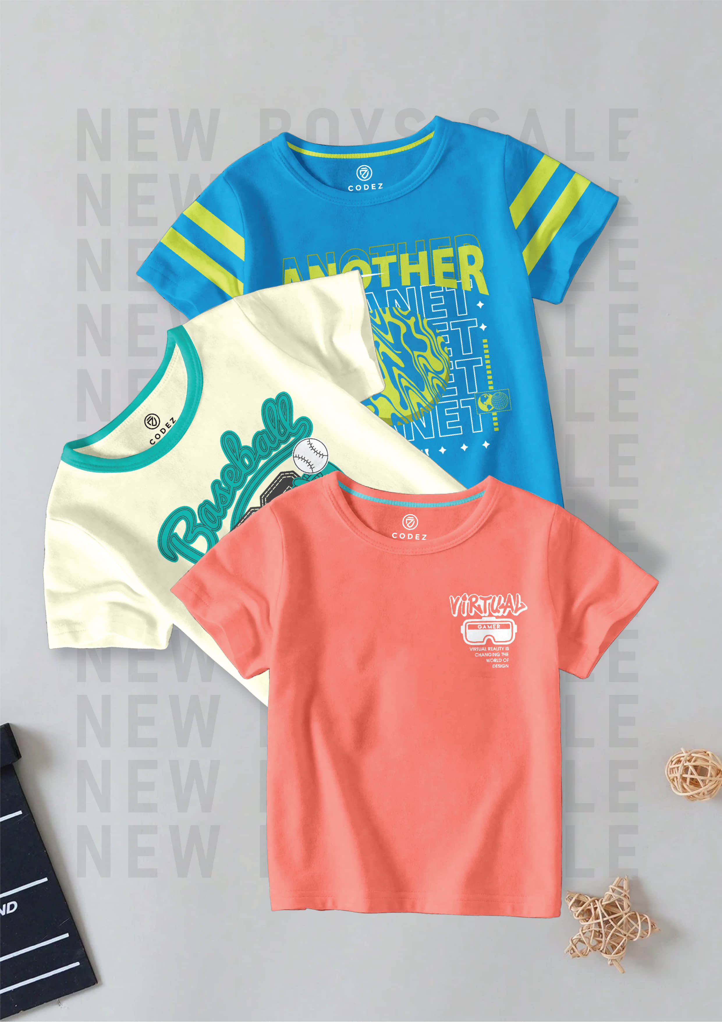 CODEZ Pack of 1 Boys Cotton Blend T-Shirt ( Multi Color )
