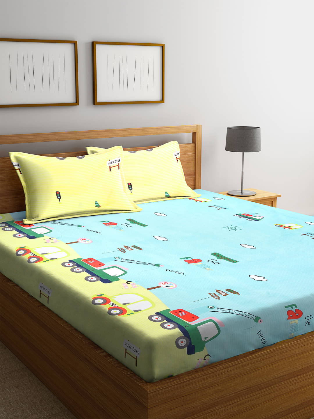     			FABINALIV Poly Cotton 1 Double Bedsheet with 2 Pillow Covers ( Turquoise )