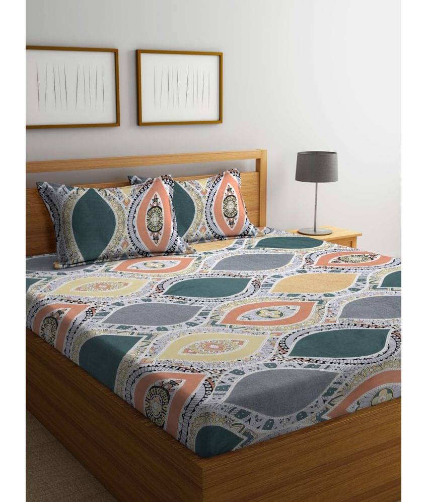     			FABINALIV Poly Cotton 1 Double Bedsheet with 2 Pillow Covers ( Multicolor )