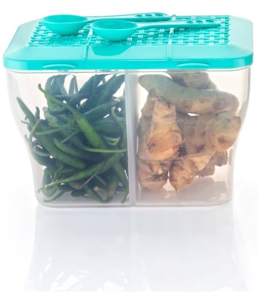 FIT4CHEF Fridge Storage Box PET Aqua Green Multi-Purpose Container ( Set of 1 )