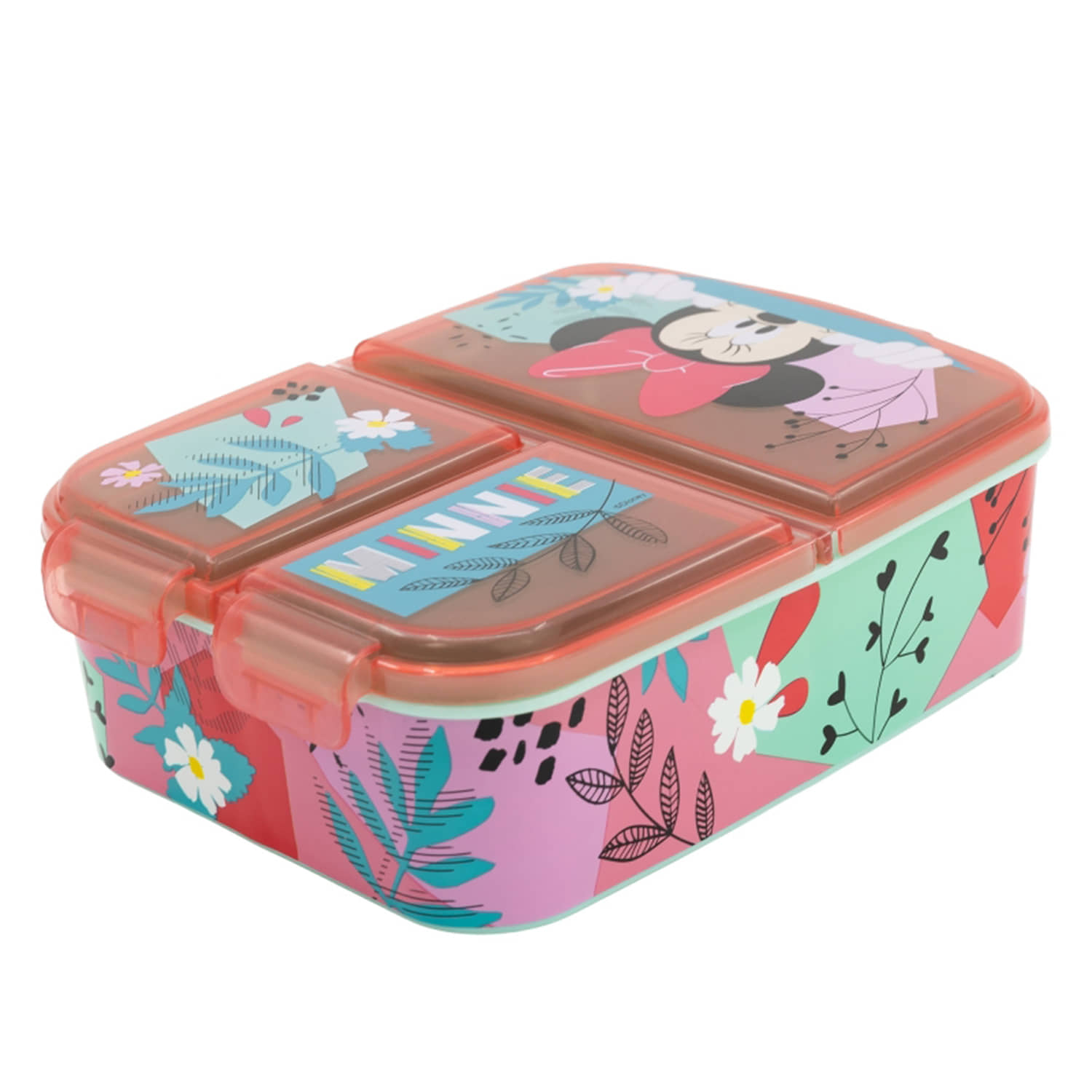 Gluman Pink Disney Minnie Partition Lunch Box for Kids with Snap Lock Closure - 390ml